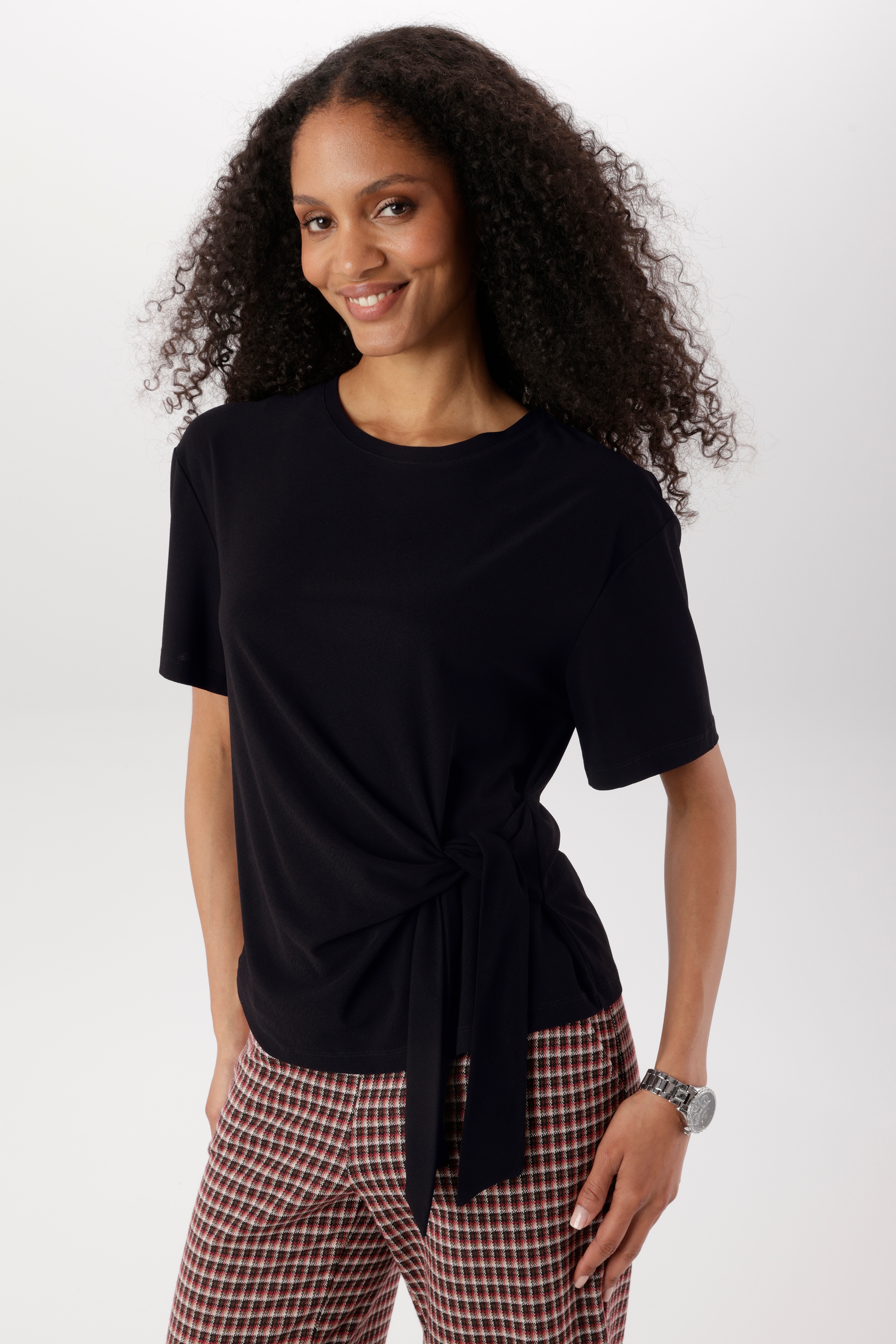 Aniston SELECTED Rundhalsshirt mit raffiniertem Knoten-Detail an der Seite