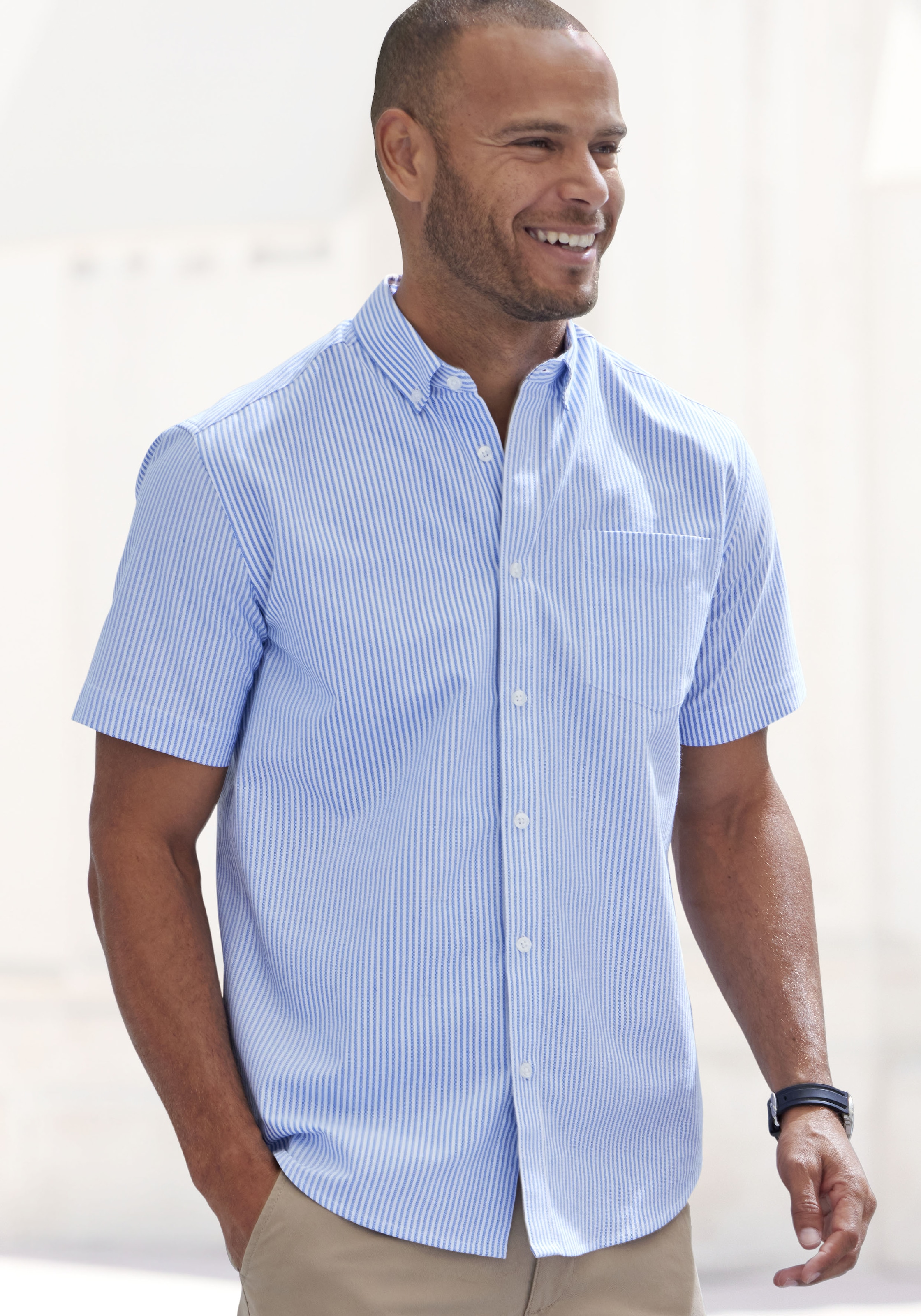 Kurzarmhemd »Regular fit«, Oxfordhemd kurzarm mit Button-down-Kragen aus reiner Baumwolle