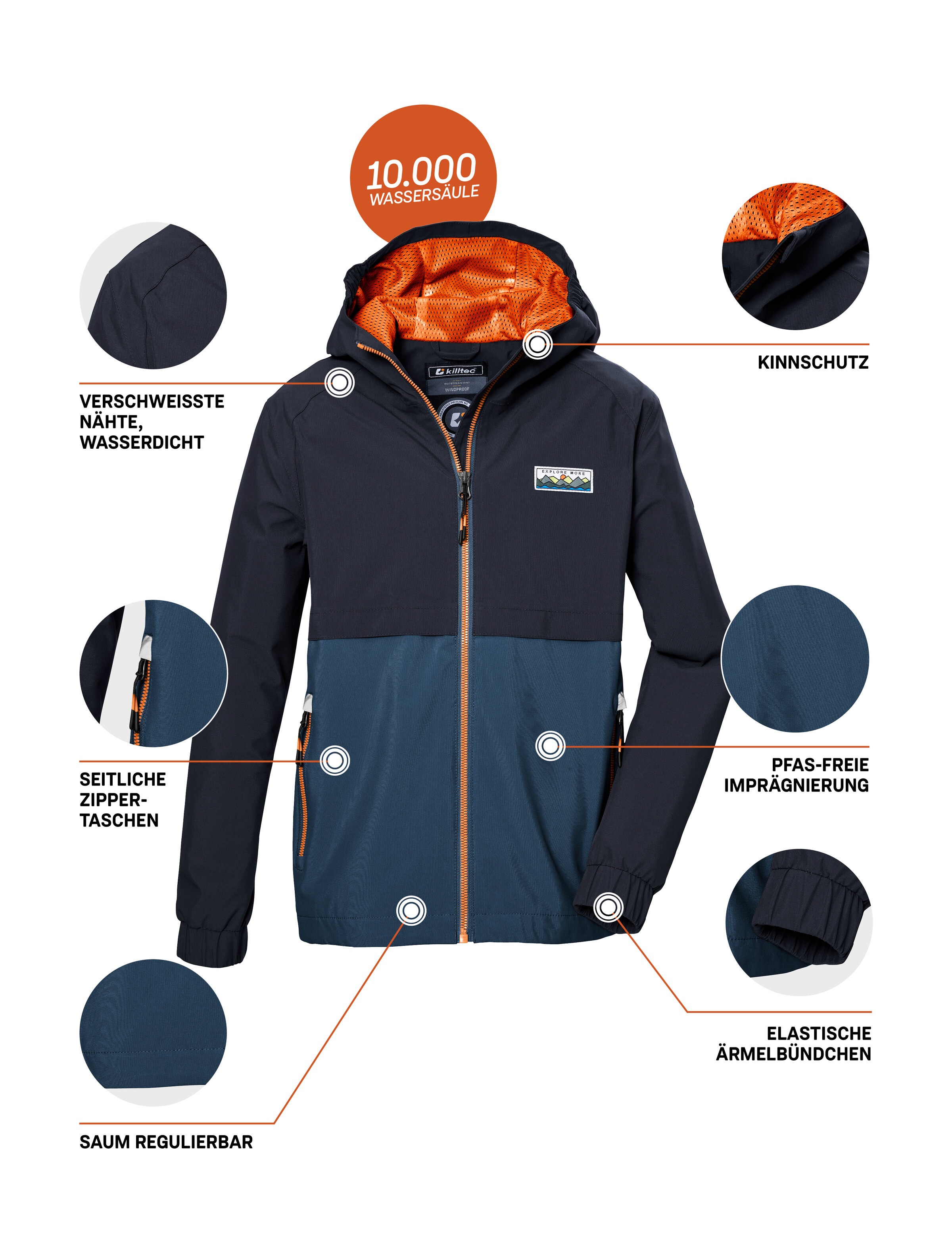Killtec Funktionsjacke »KOS 141 BYS JCKT«, Wasserdichte Kinderjacke, Colourblock, reflektierend, PFAS-frei