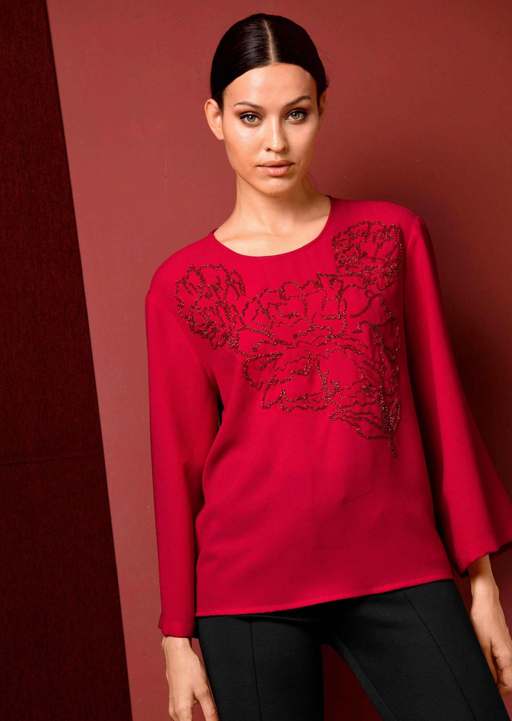 Alba Moda Schlupfbluse »Bluse Bluse mit Perlenmotiv«
