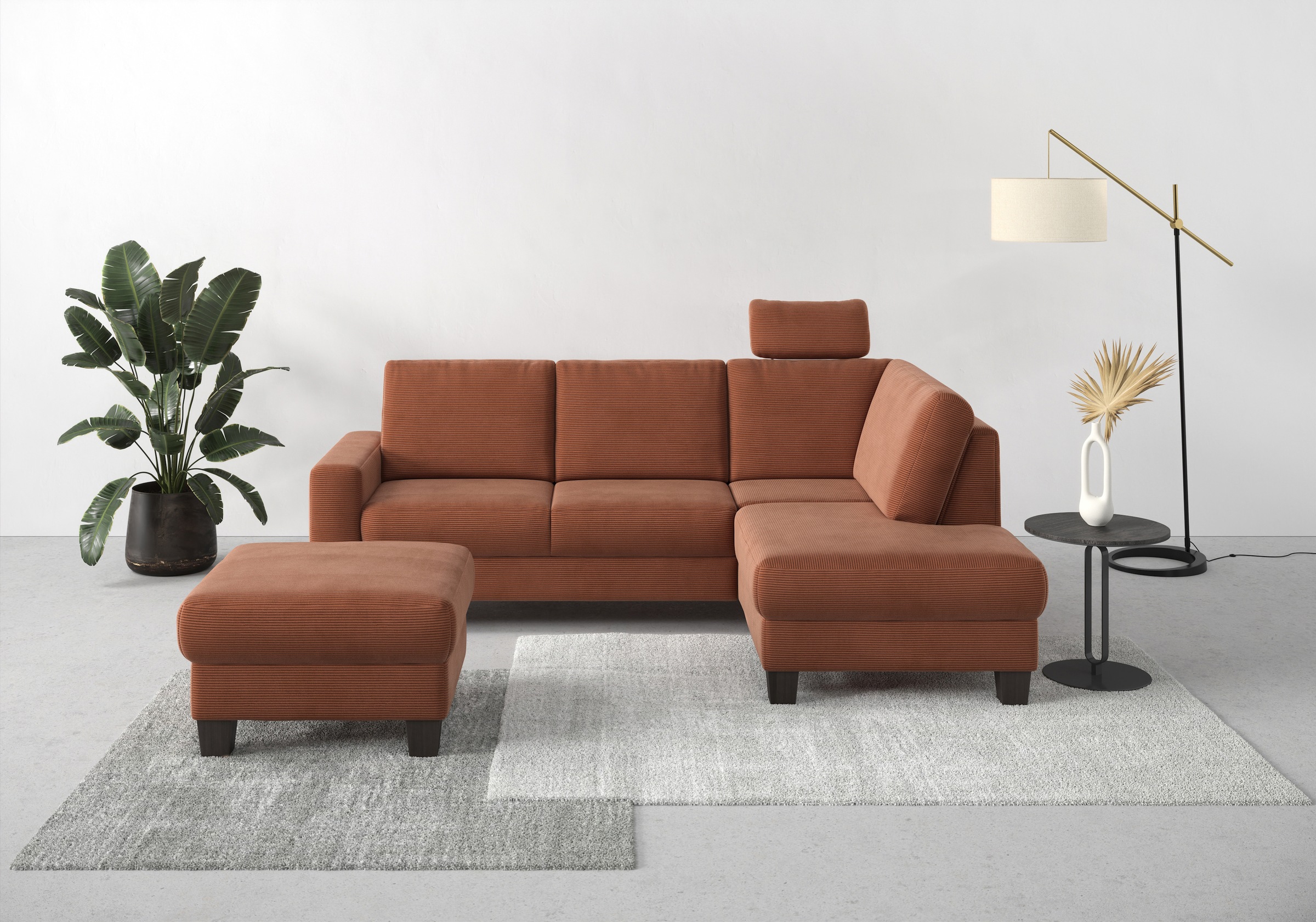 Home affaire Ecksofa »Summer L-Form«, mit Ottomane, mit oder ohne Bettfunktion und Bettkasten, Cord-Bezug