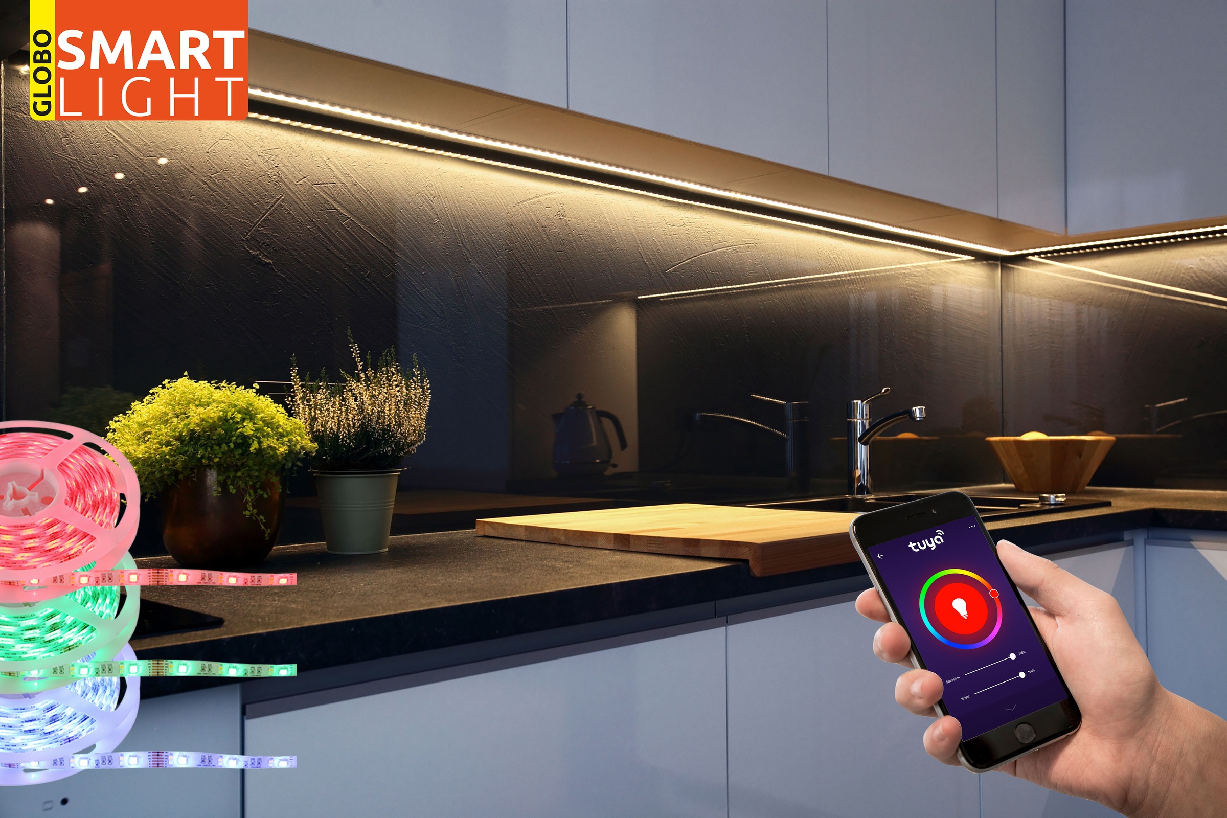 GLOBO LIGHTING LED Stripe »EDUARD«, Band/Farben fixierbar/kompatibel mit Smart Home und Alexa