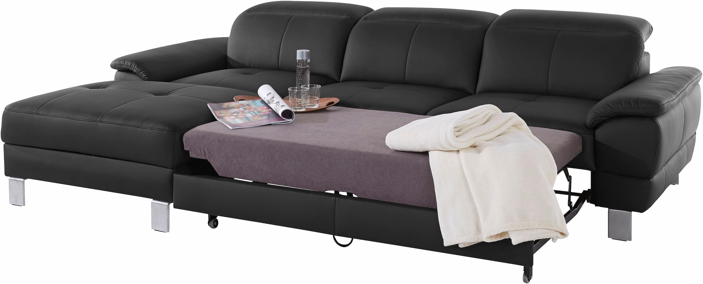 exxpo - sofa fashion Ecksofa »Mantua 2, inkl. Kopf- bzw. Rückenverstellung, bequem, L-Form«, wahlweise mit Bettfunktion und Bettkasten, tolle Verarbeitungsdetails