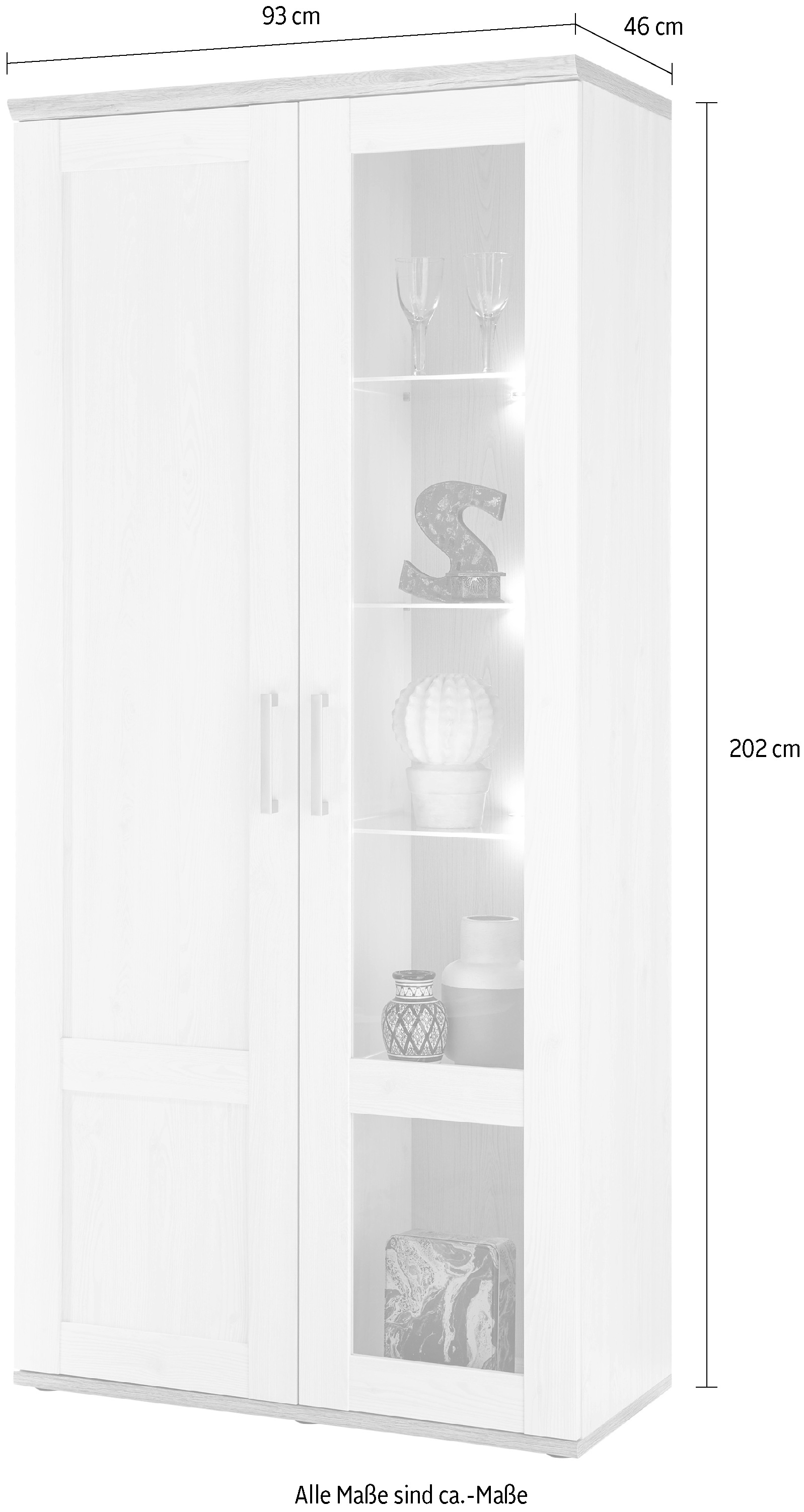 HBZ Vitrine »Romance«, (1 St.), mit LED-Beleuchtung, Vitrinenschrank im Landhausstil
