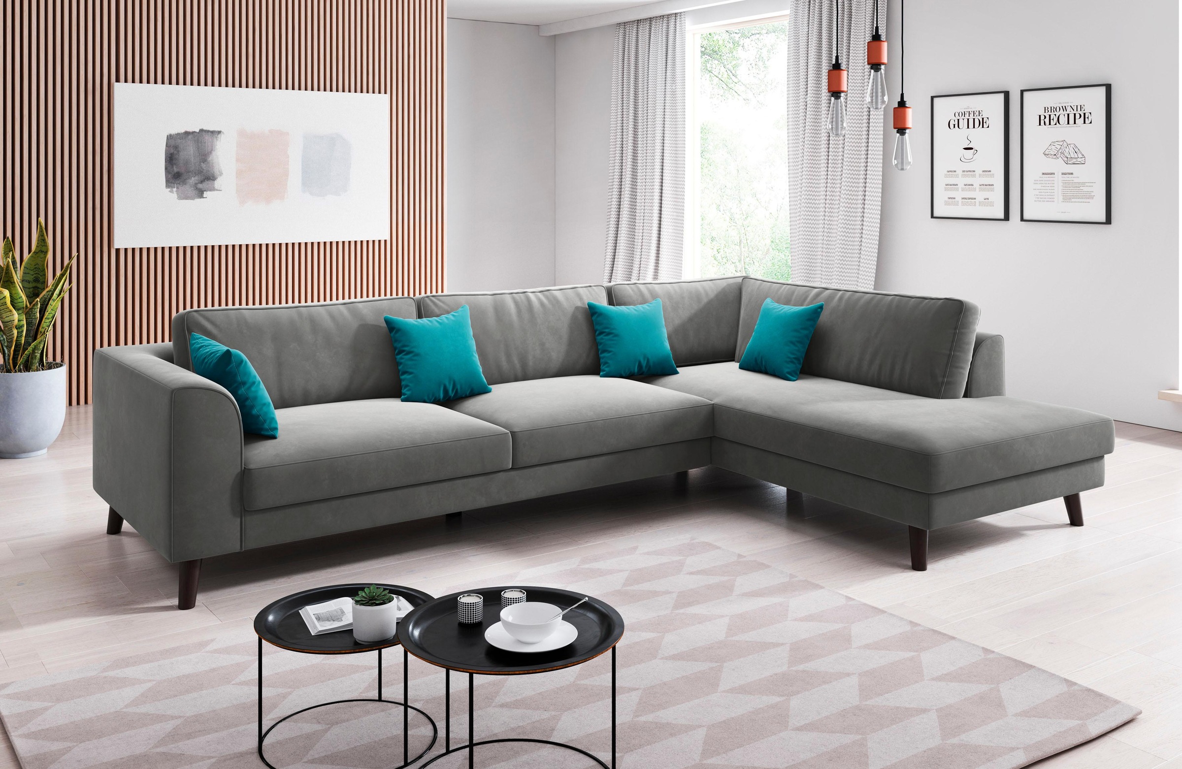 Home affaire Ecksofa "Laurentia, L-Form" mit 4 Zierkissen, Ottomane links o günstig online kaufen