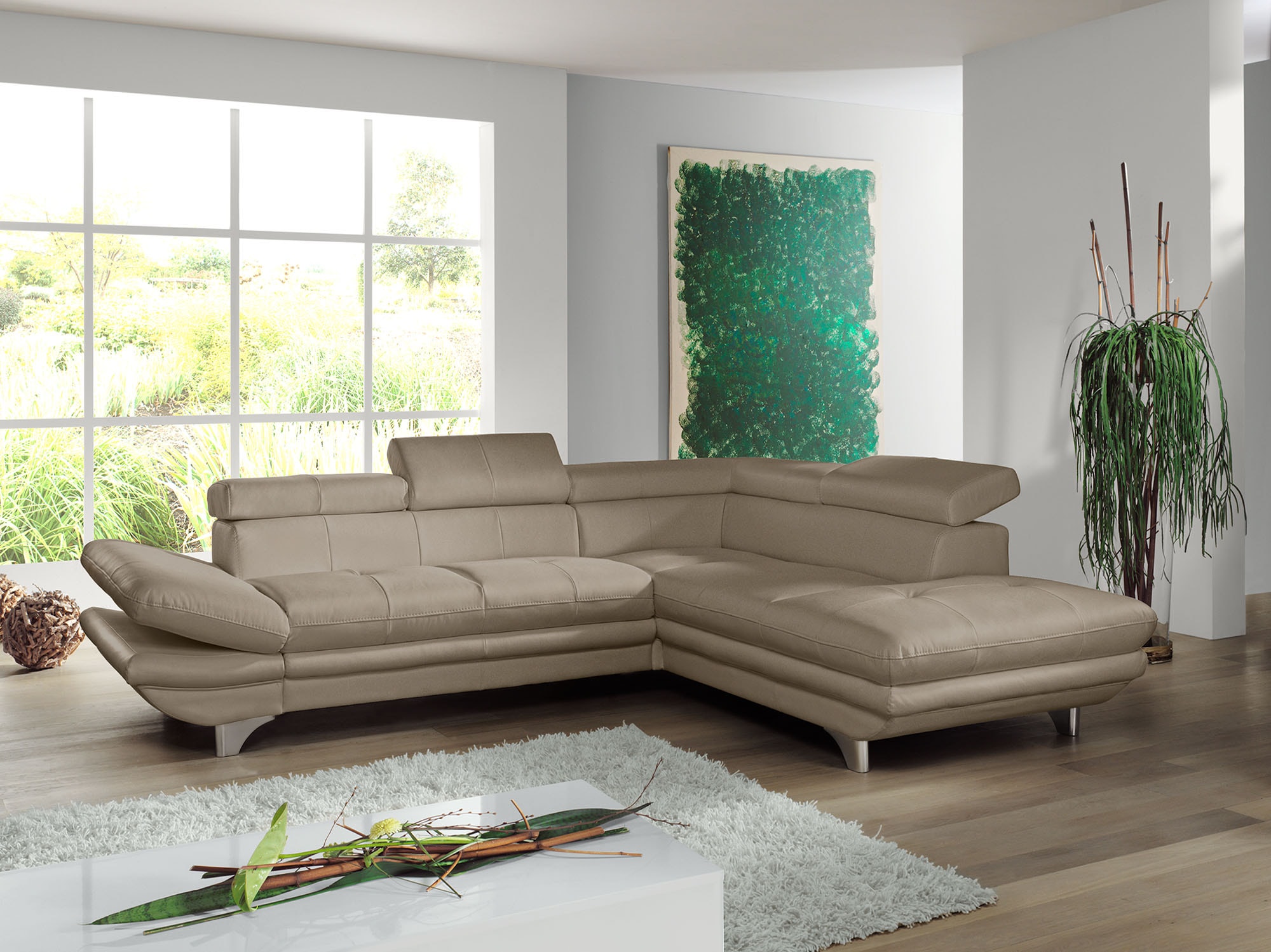 COTTA Ecksofa "Enterprise L-Form, B: 277 cm x L: 238 cm, bequeme Wellenunterfederung" Arm- & Kopfteilverstellung, optional Schlaffunktion