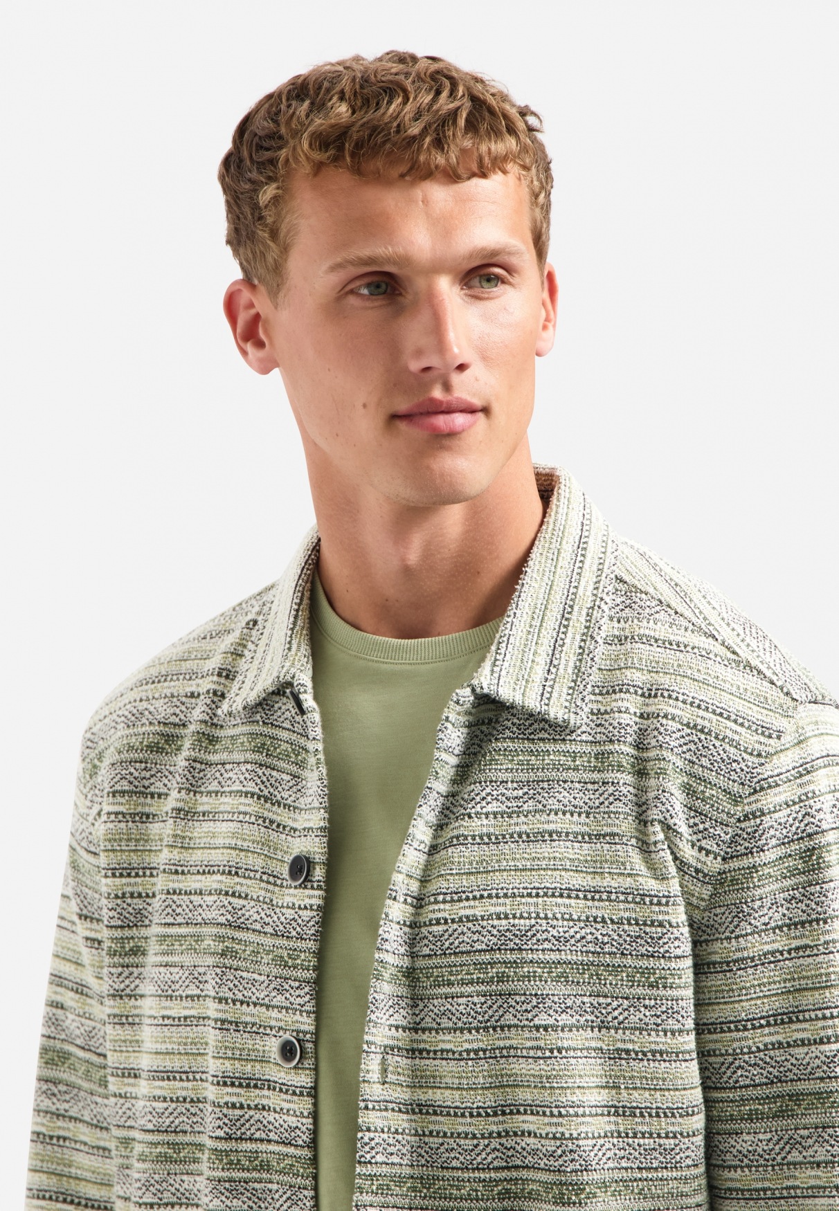 NO EXCESS Langarmhemd »No Excess Gestricktes Overshirt Shirt Jersey Jacquard«