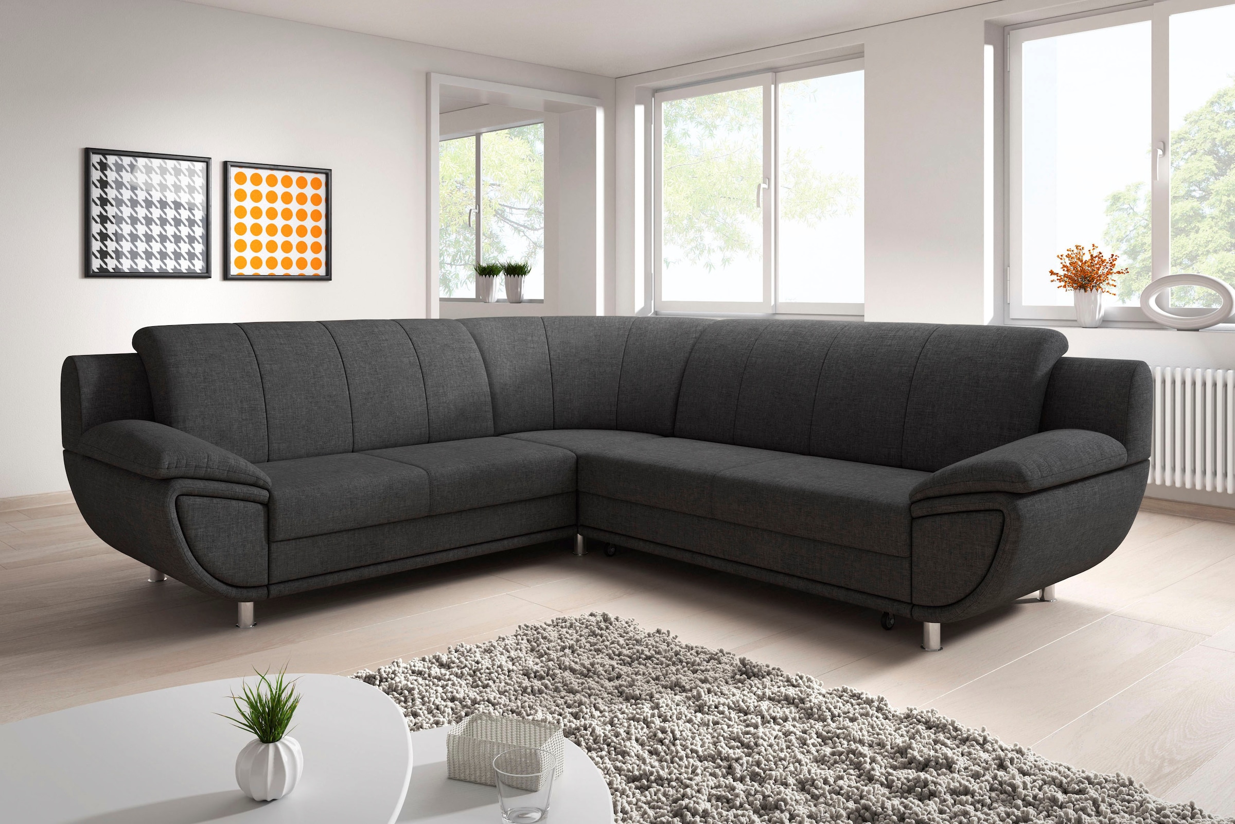 TRENDMANUFAKTUR Ecksofa »Rondo II, L-Form«, wahlweise mit Federkern, wahlweise mit Bettfunktion