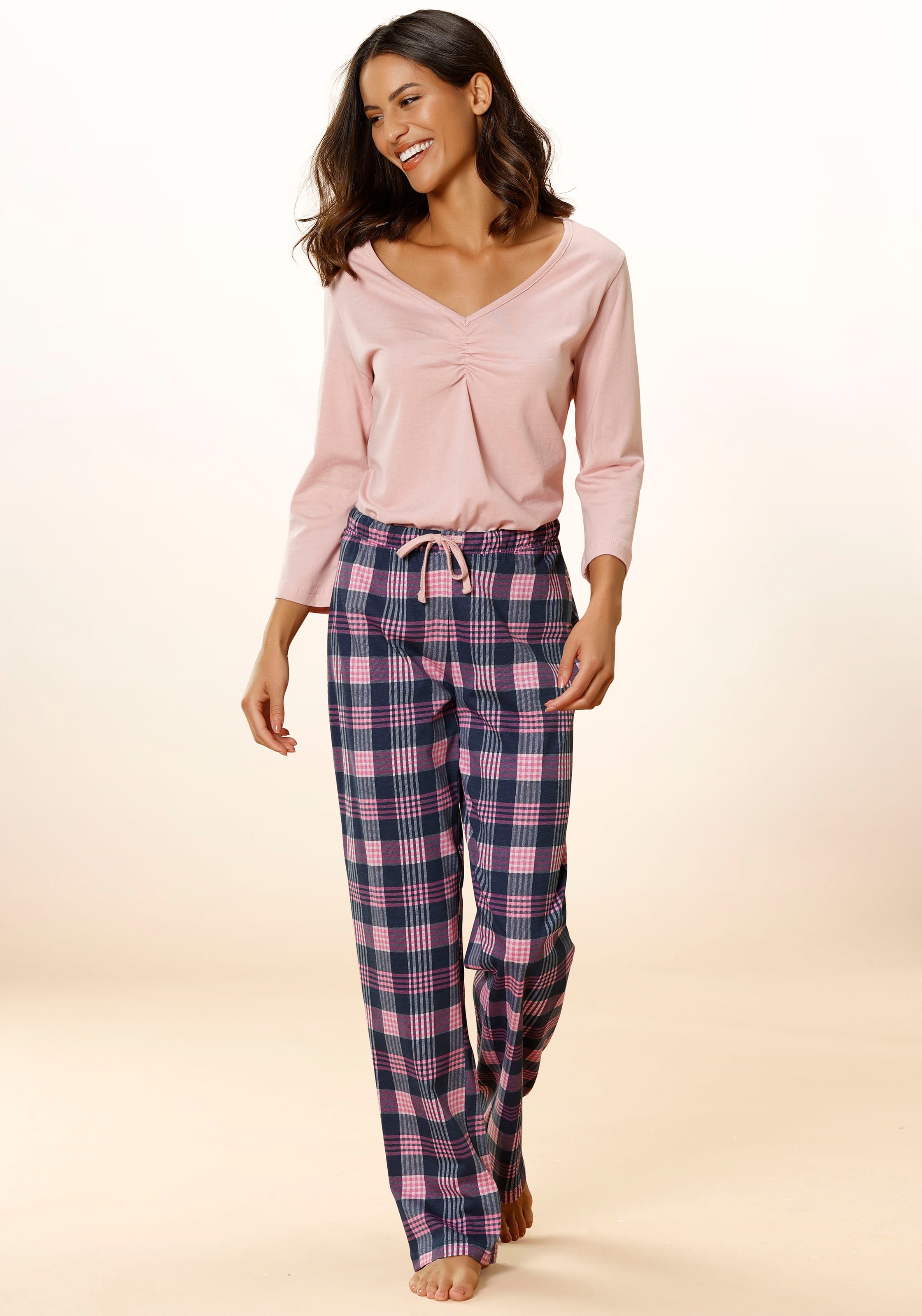 Vivance Dreams Pyjama 2 Stk. tlg., mit Karo Muster günstig online kaufen