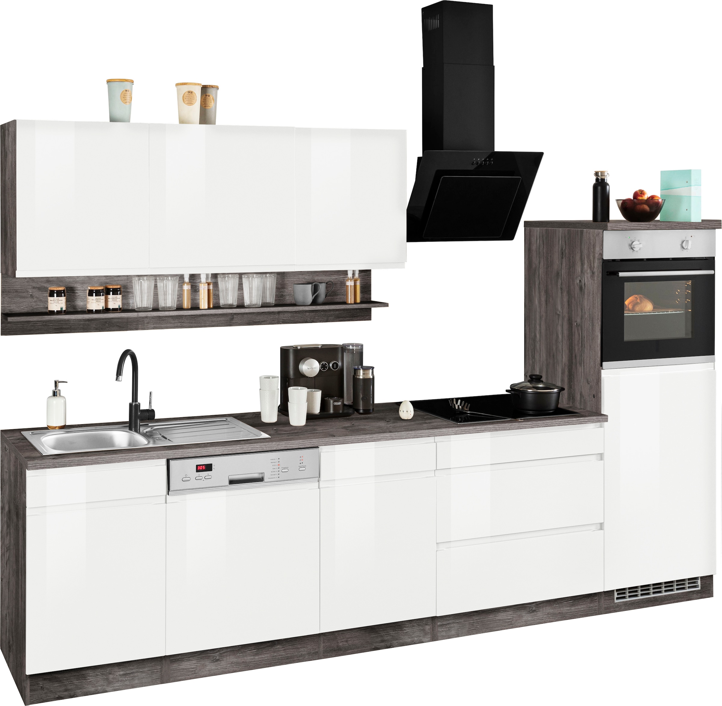 HELD MÖBEL Küchenzeile "Virginia", Breite 300 cm, mit E-Geräten günstig online kaufen