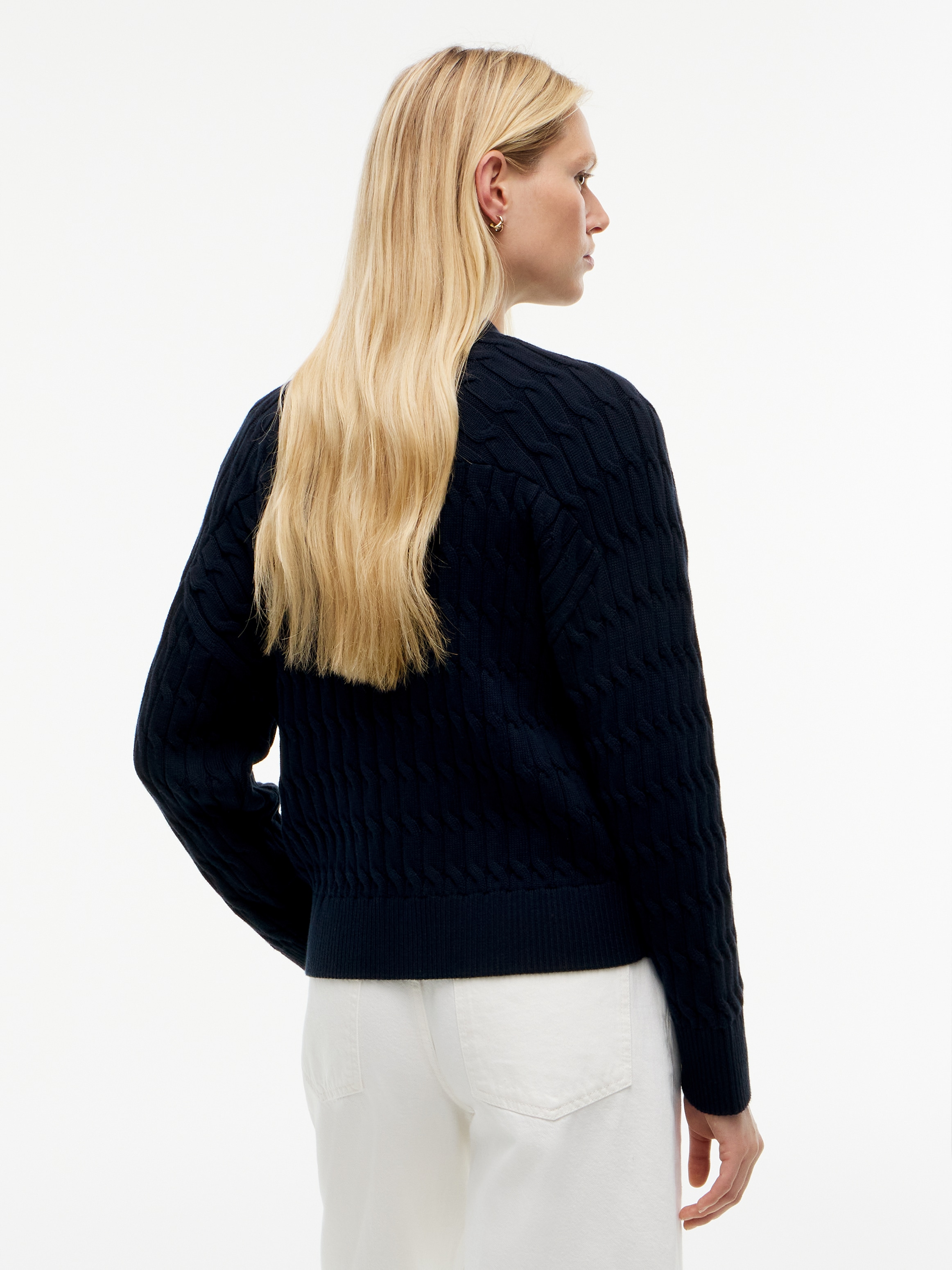 Tommy Hilfiger Strickjacke »MID GG CABLE V-NK LS CARDI« Baumwolle, mit Zopfstrickmuster