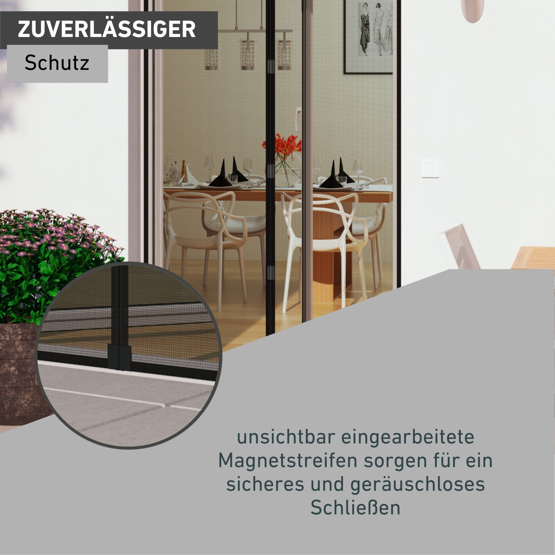Windhager Insektenschutz-Vorhang »Basic für Balkon- und Terrassentüren, Fliegengitter Magnetvorhang« Packung, 1 Stk. tlg. Insektenschutz mit Magneten, ohne bohren, 95 x 215 cm, anthrazit