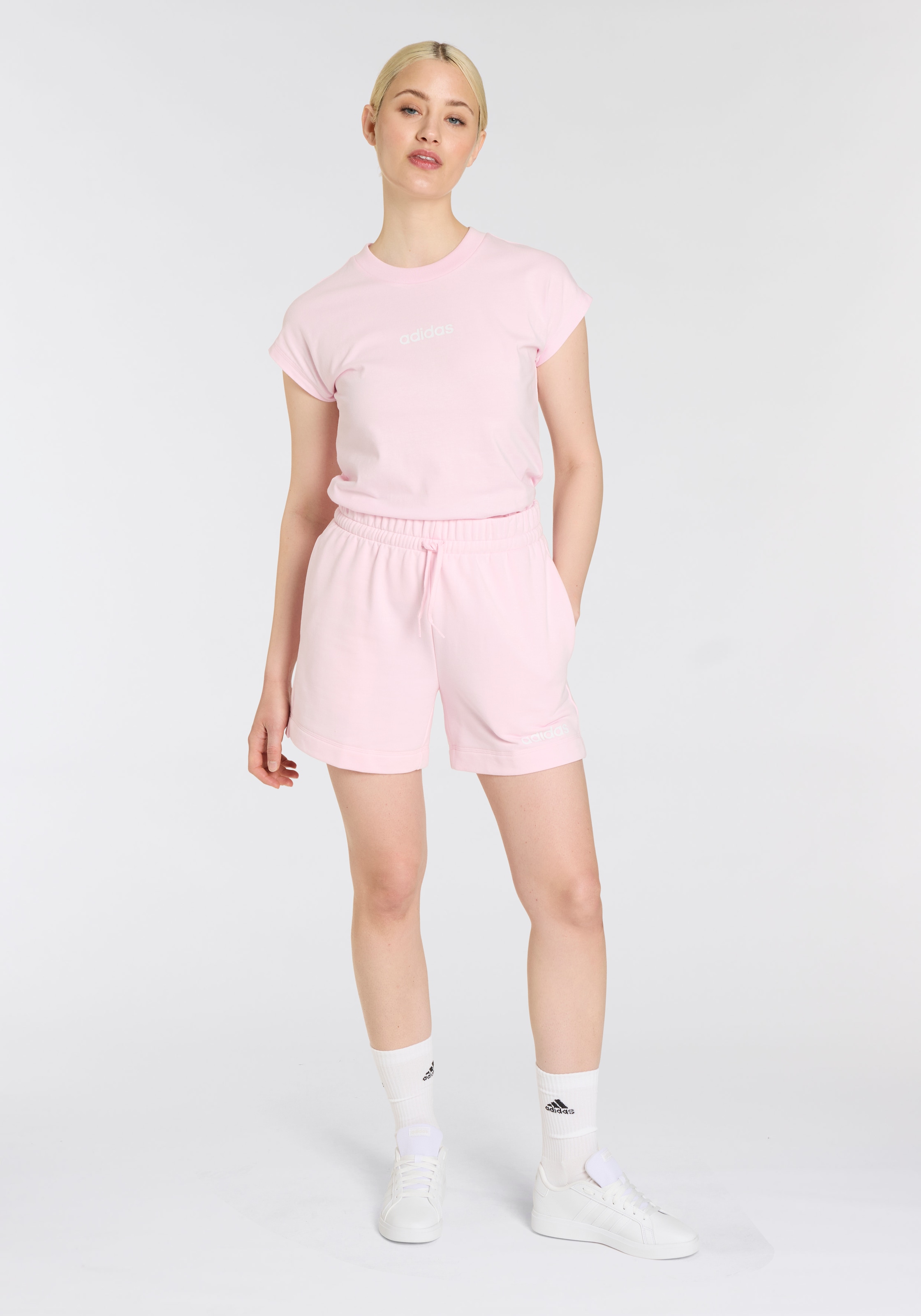 adidas Sportswear Shorts "W LIN FT SHO", (1 tlg.), Mitelhoher Bund mit Kord günstig online kaufen