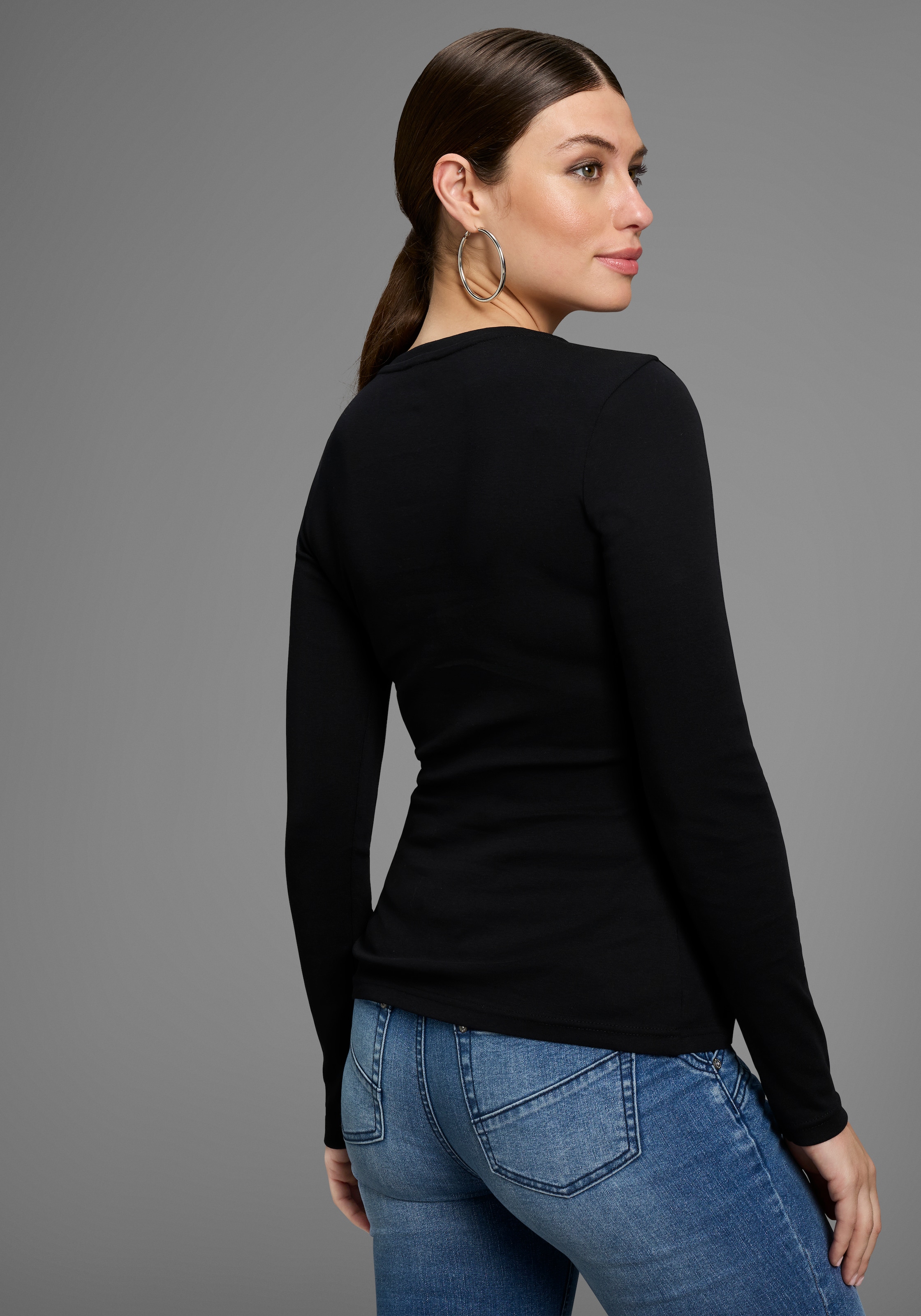 Bruno Banani Longsleeve, mit Reißverschluss im Ausschnitt - NEUE KOLLEKTION