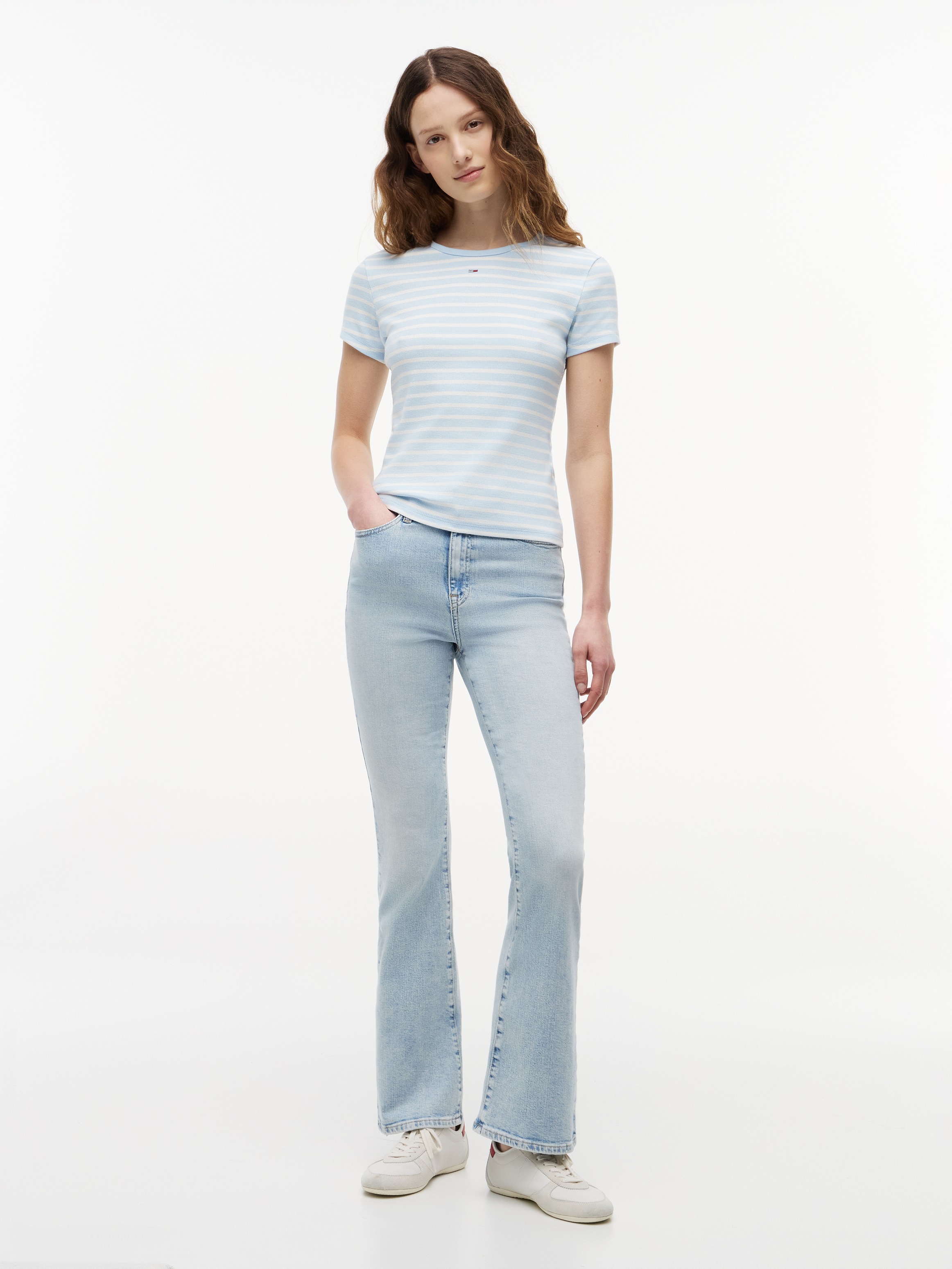 Tommy Jeans Kurzarmshirt »TJW SLIM ESSENTIAL RIB SS EXT« mit gerippter Struktur
