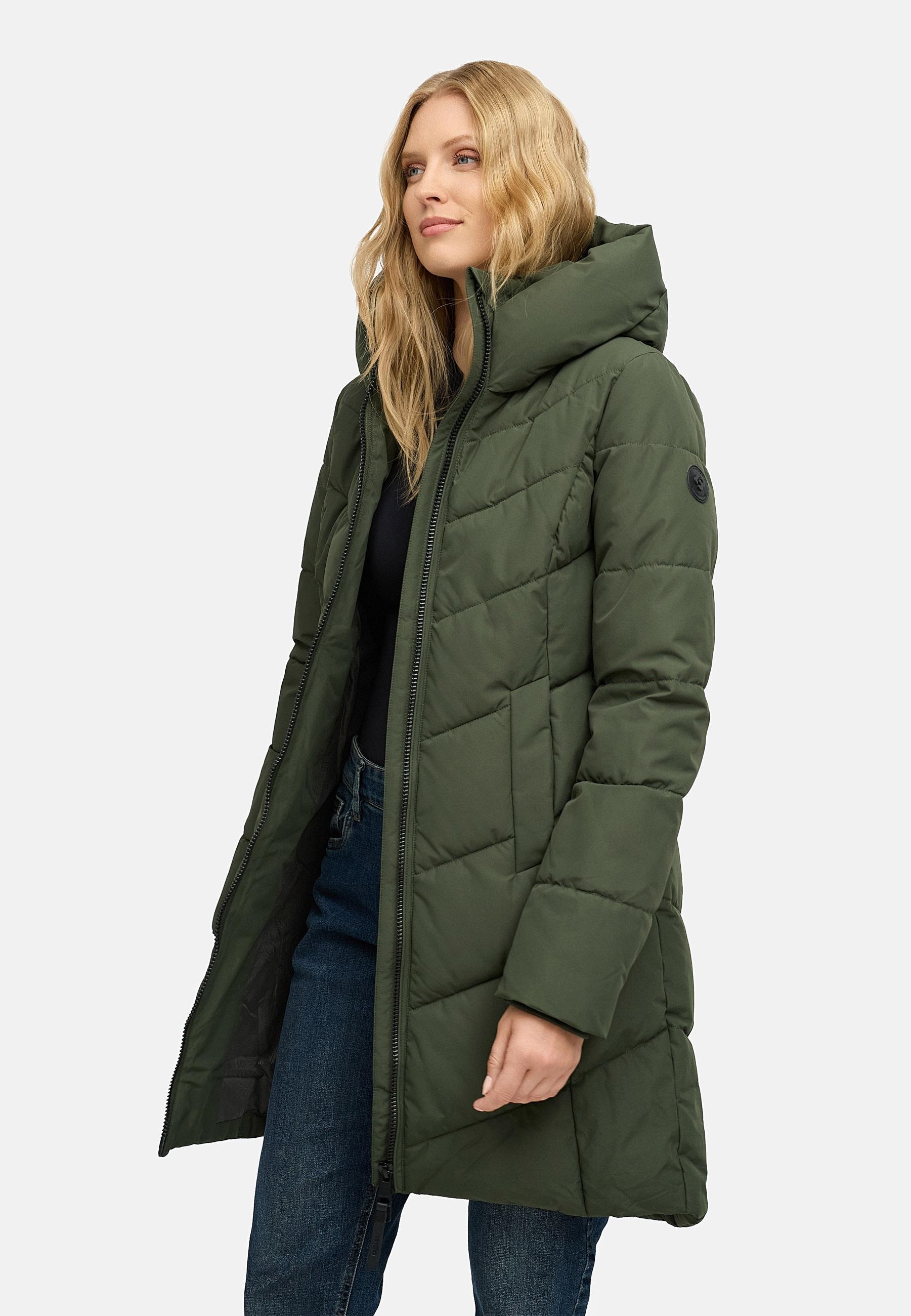 Ragwear Steppmantel »Natalin YOUMODO«, Warmer Damen Wintermantel mit V-Steppung und Kapuze
