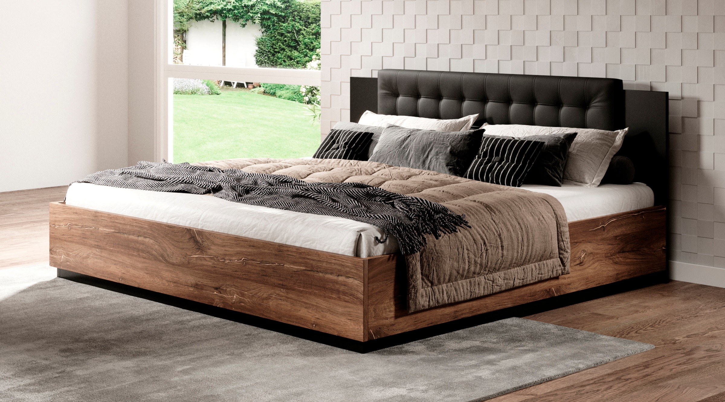 Home affaire Bettgestell "Sigma", Doppelbett in zwei Breiten mit gepolstert günstig online kaufen