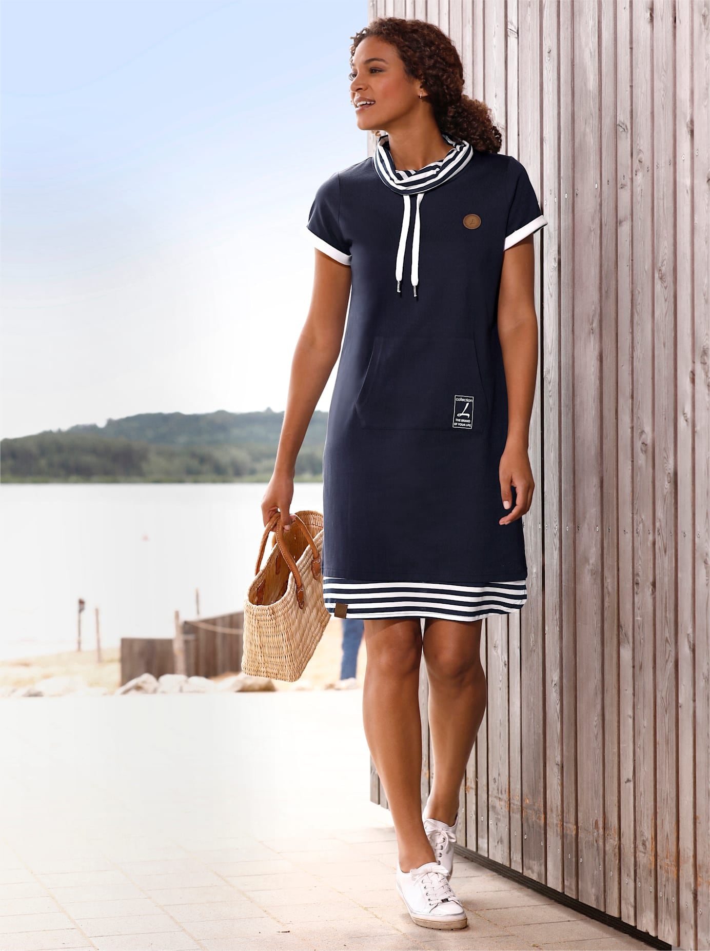 Casual Looks Jerseykleid "Jersey-Kleid" aufgesetzte Taschen günstig online kaufen