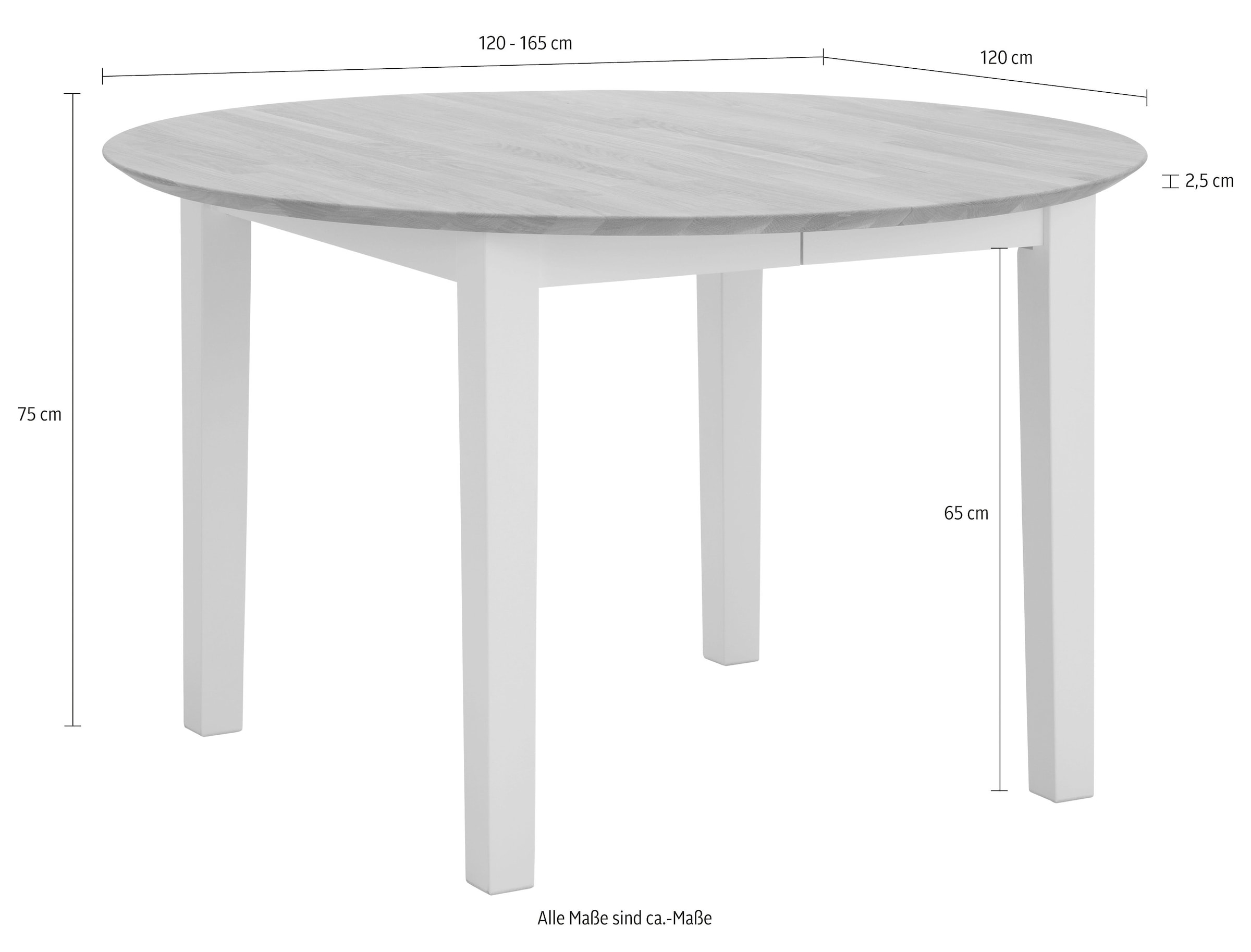 Home affaire Esstisch »Time Massivholz FSC Holztisch«, Durchmesser 120 cm, mit Auszugsfunktion, Küchentisch, Bestseller