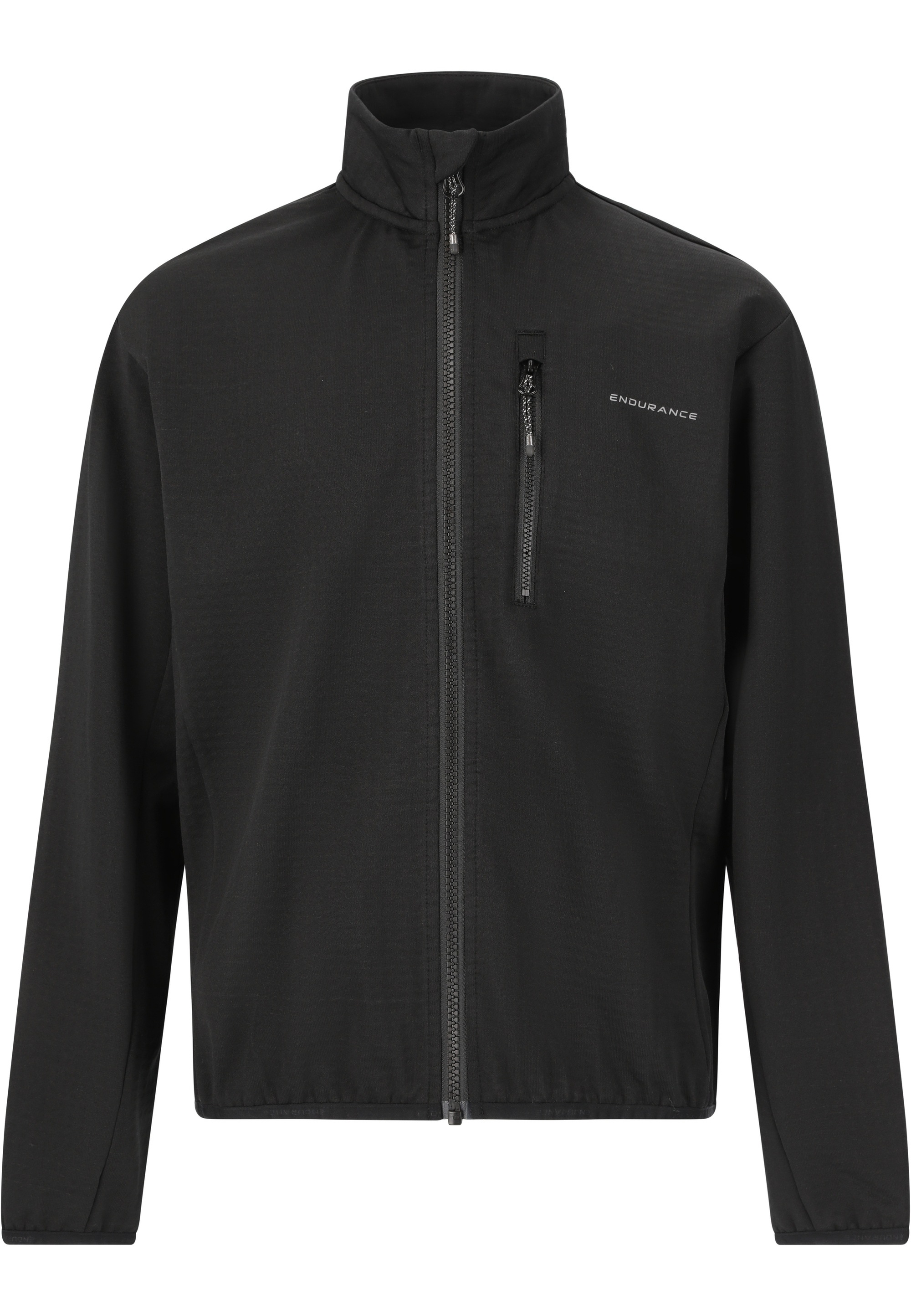 Outdoorjacke ENDURANCE "Ofel jr.", Kinder, Gr. 152, schwarz, 93% Polyester, 7% Elasthan, unifarben, normal, hoch geschlossener Ausschnitt, Jacken Outdoorjacke, mit 4-Wege-Stretch für viel Bewegungsfreiheit