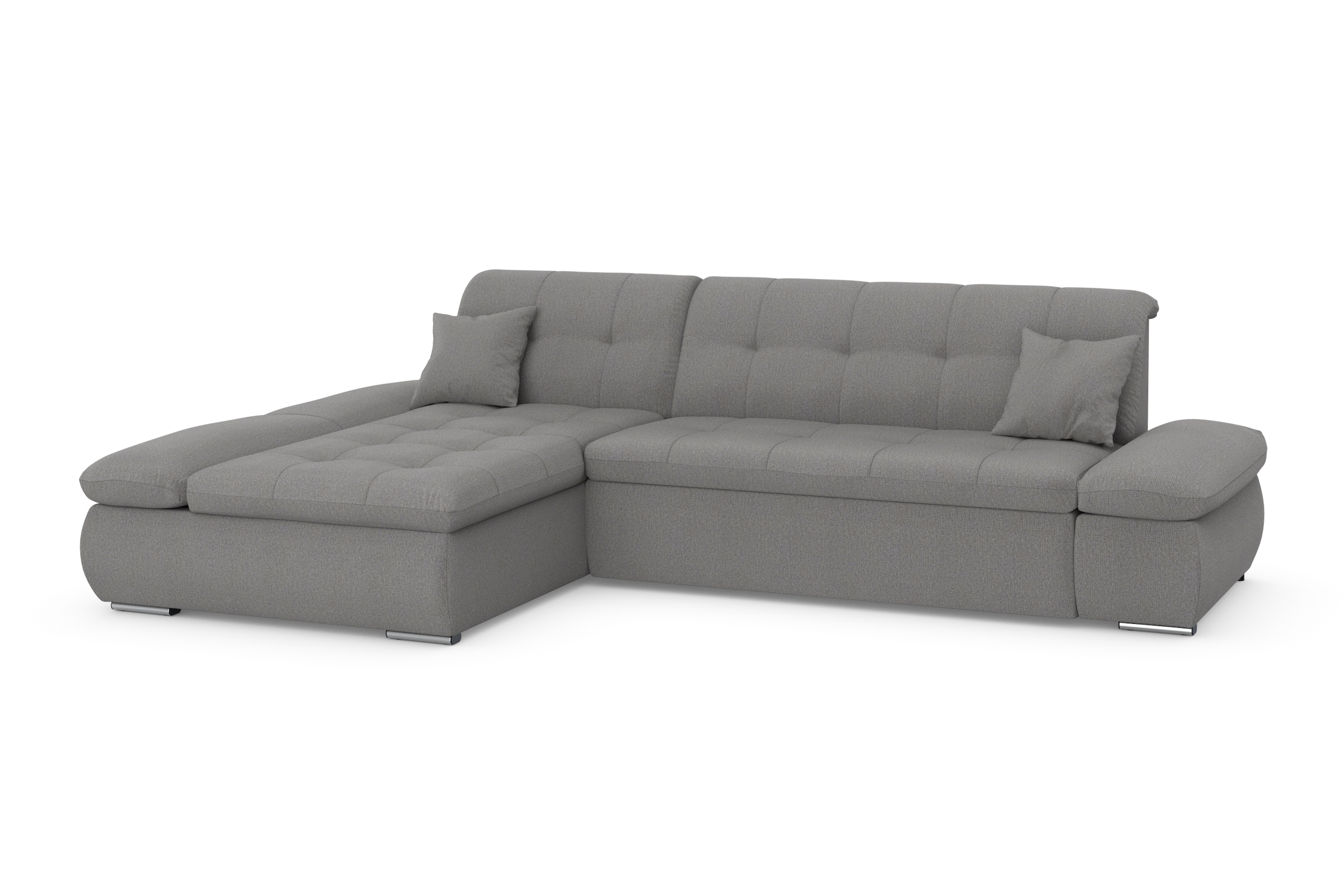 DOMO collection Ecksofa »Moric, L-Form, XXL-Sofa - Breite 300cm«, wahlweise mit Bettfunktion und Armteilverstellung, dunkelgrau