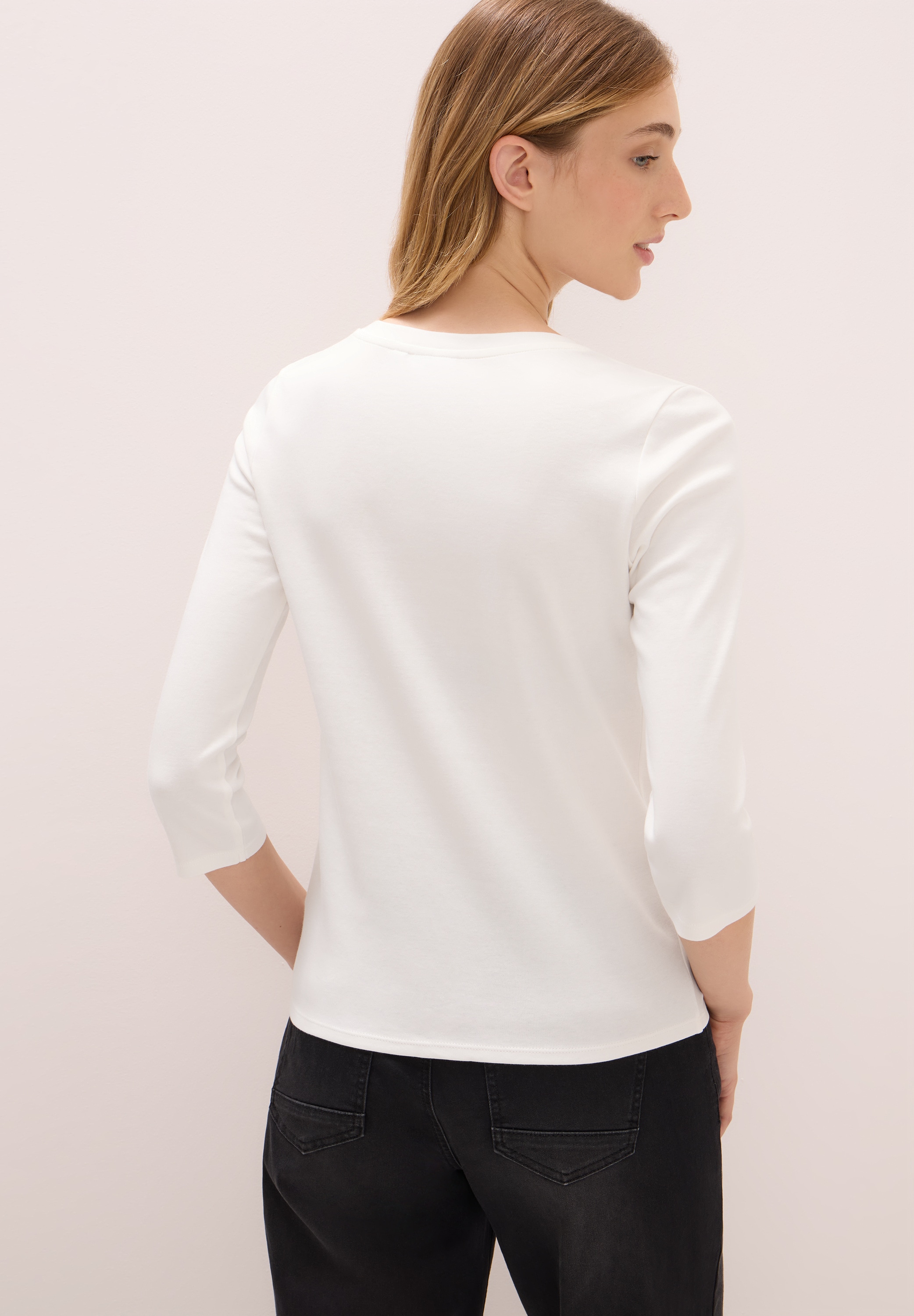 Cecil 3/4-Arm-Shirt, mit V-Ausschnitt, unifarben