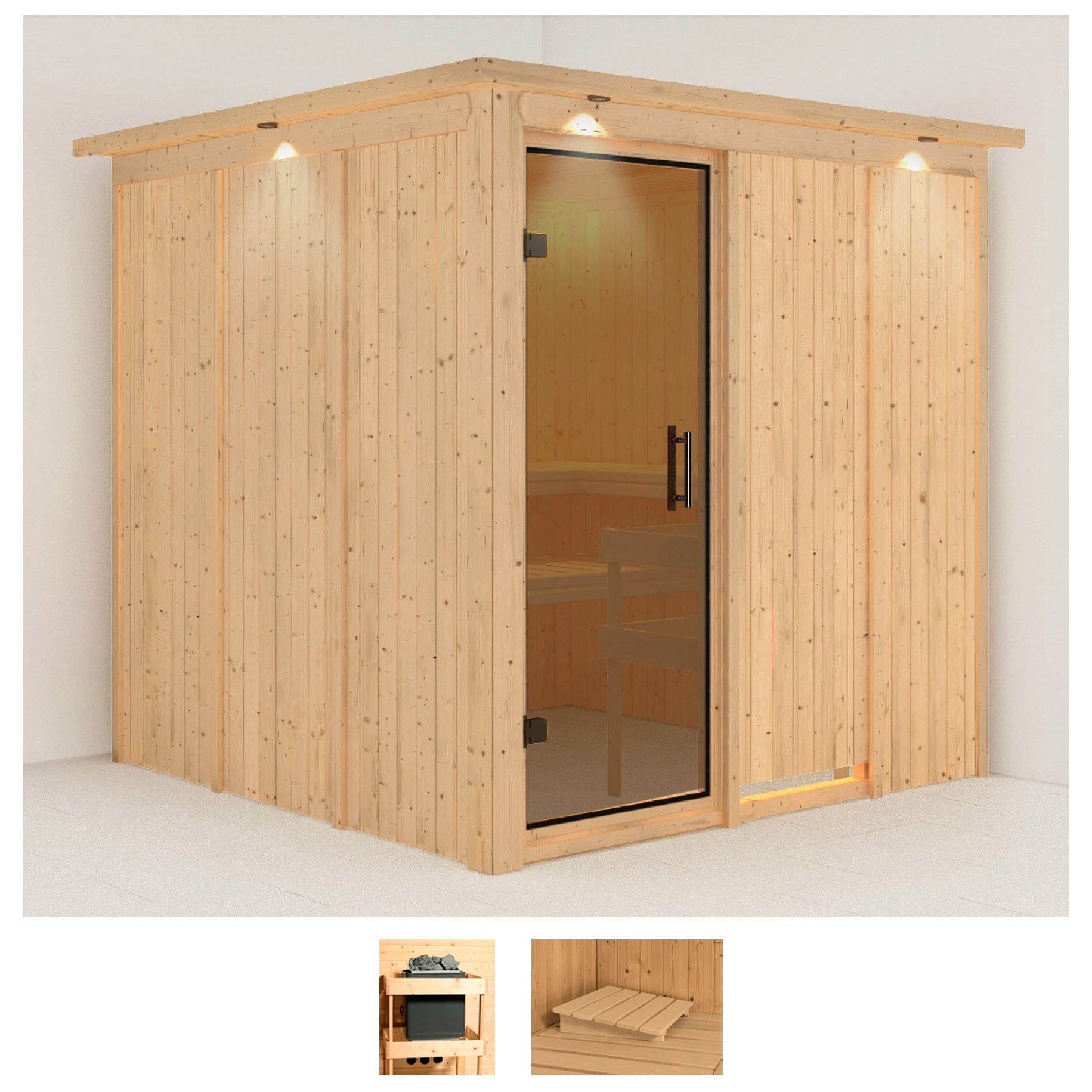 KARIBU Sauna "Rodin", ohne Ofen, (ohne Ofen), beige, Saunen, ohne Ofen