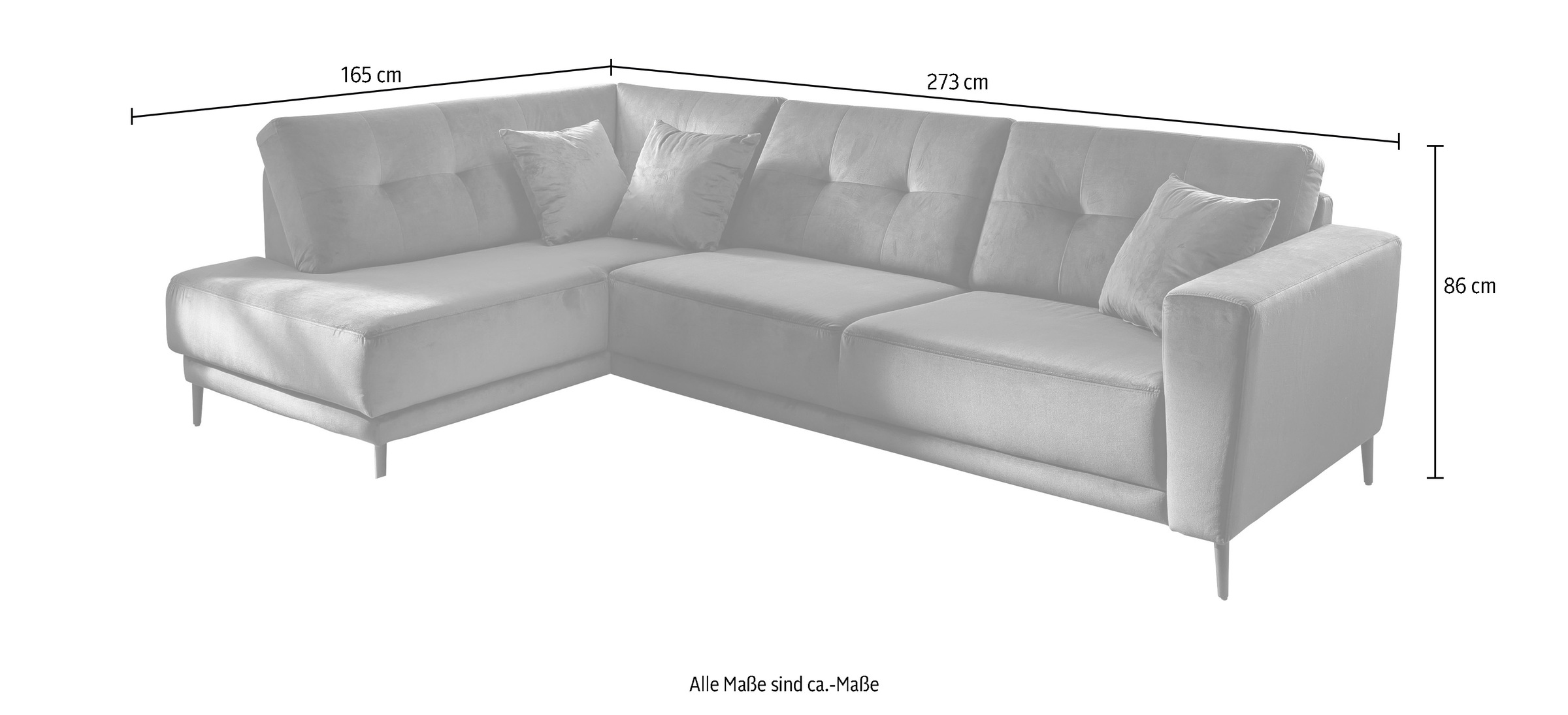 Trends by HG Polsterecke »Barcelona L-Form«, mit Metallfuss, frei im Raum stellbar