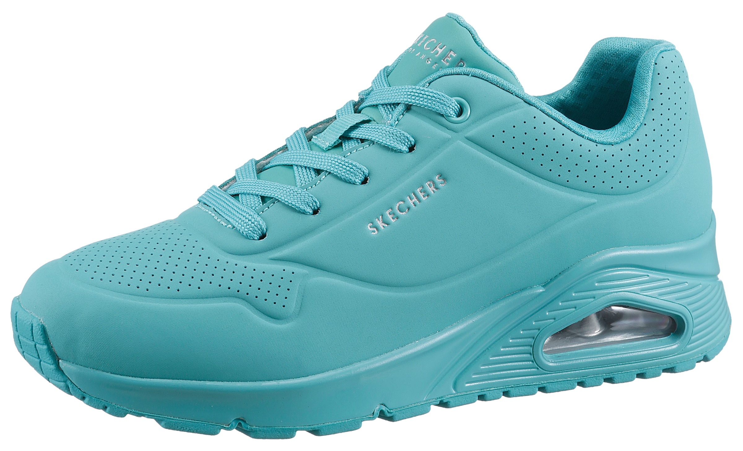 Skechers Wedgesneaker »Uno - Stand on Air«, mit feiner Perforation, Freizeitschuh, Halbschuh, Schnürschuh