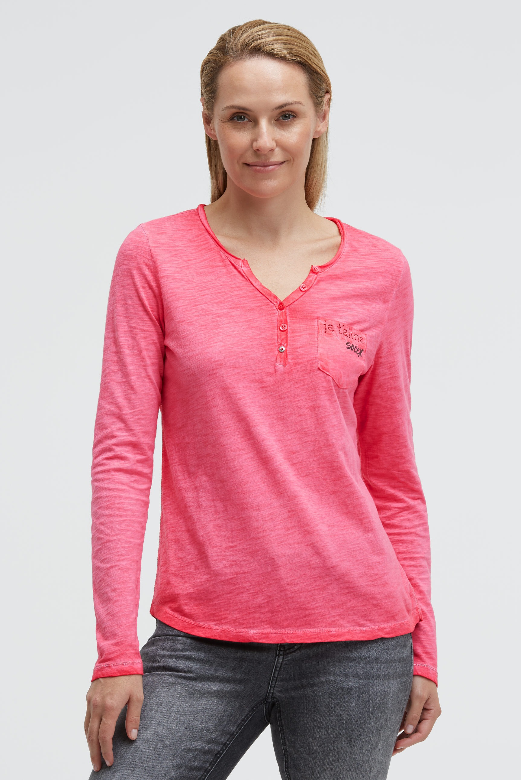 SOCCX Langarmshirt mit Brusttasche