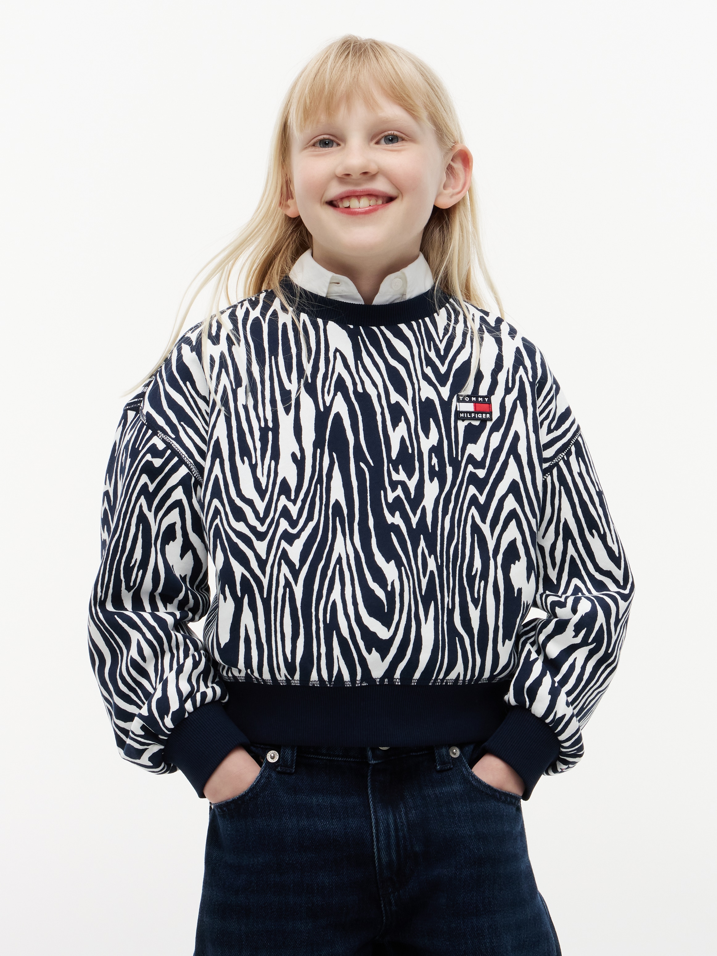 Tommy Hilfiger Sweatshirt, Rundhalsausschnitt, reine Baumwolle, Kinder bis 16 Jahre