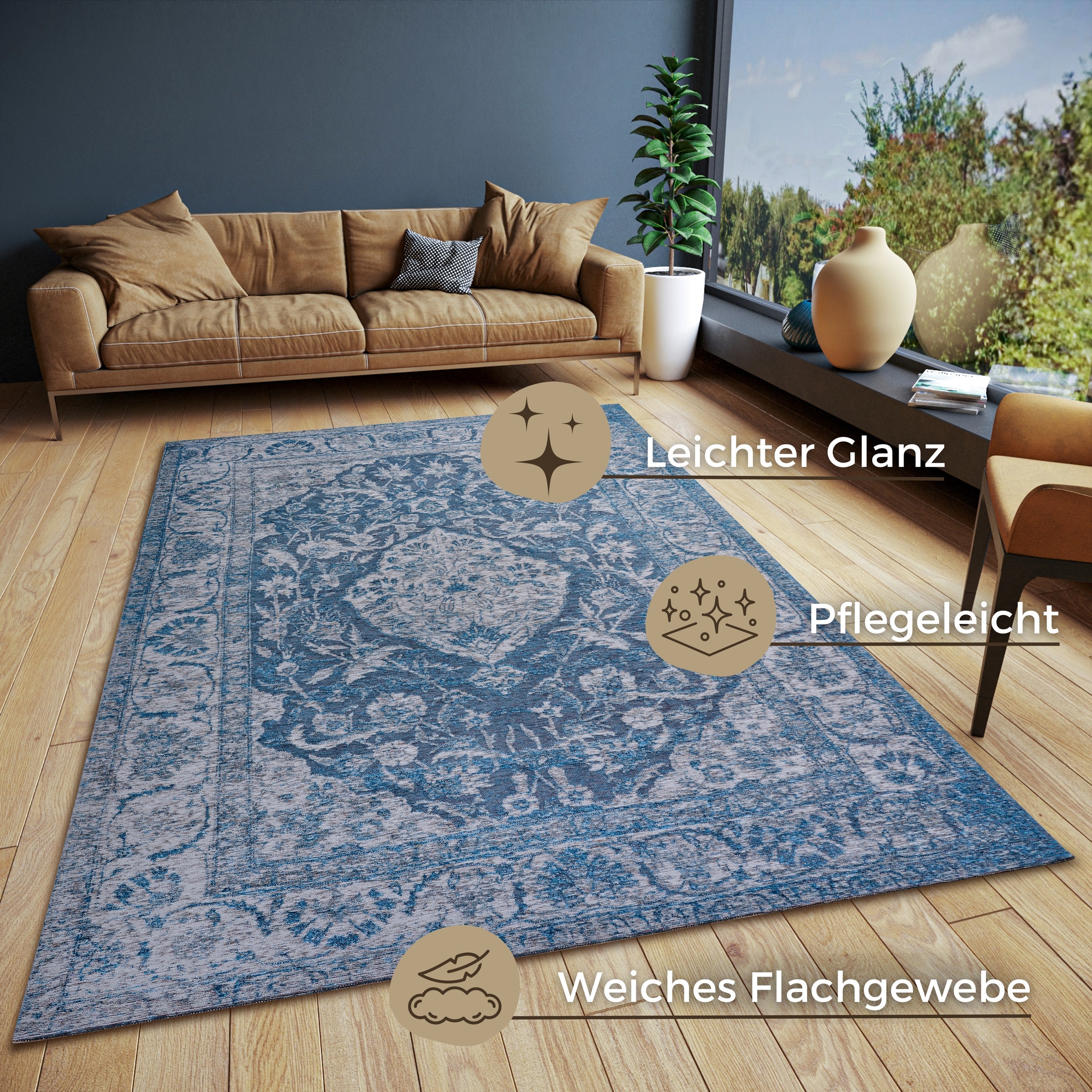 HANSE Home Teppich »Mahat«, rechteckig, 6 mm Höhe, strapazierfähig, pflegeleicht, robust, Anti-Slip