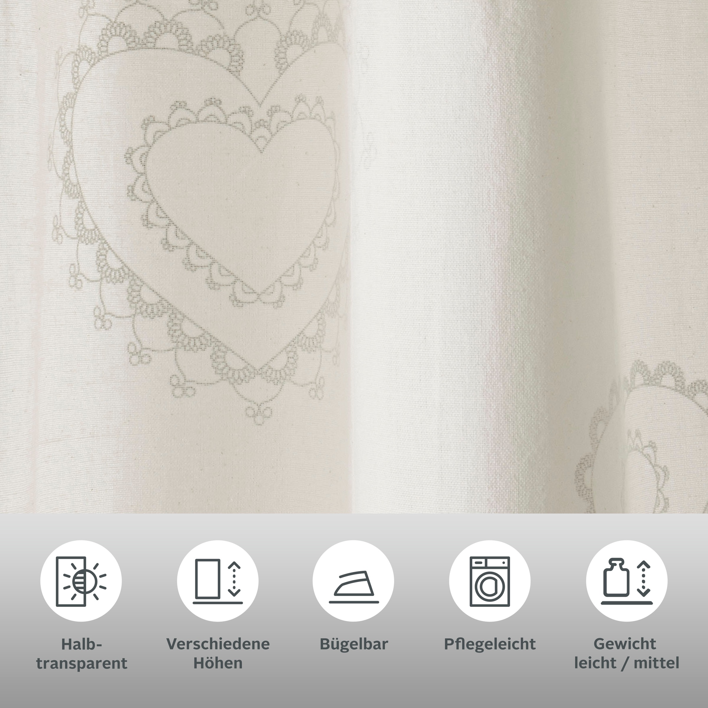 Thumbnail - OTTO home Gardine "Louis" Ösen 1 Stk. tlg. halbtransparent, aus Bio-Baumwolle, einseitig bedruckt