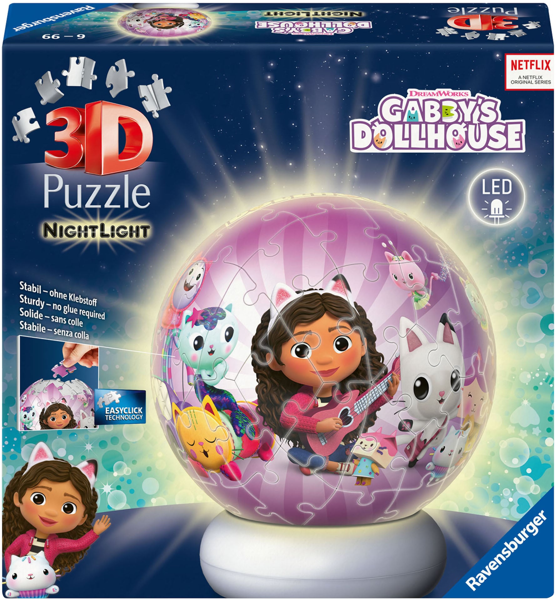 Ravensburger Puzzleball »Nachtlicht Gabby's Dollhouse« beleuchtet