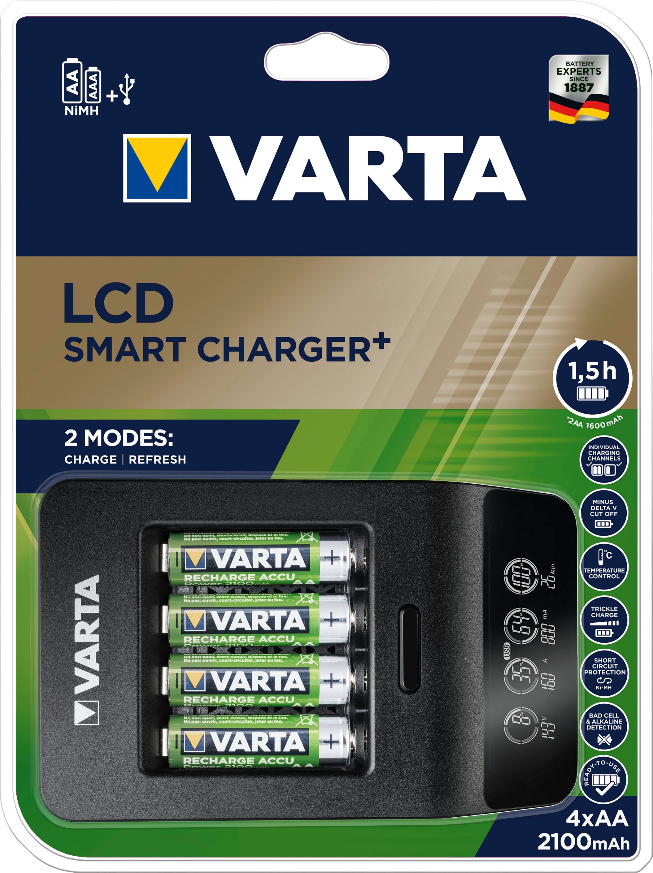 VARTA Powerstation »VARTA LCD Smart Charger+ für 4 AA/AAA-Akkus und USB-Geräte«, Micro