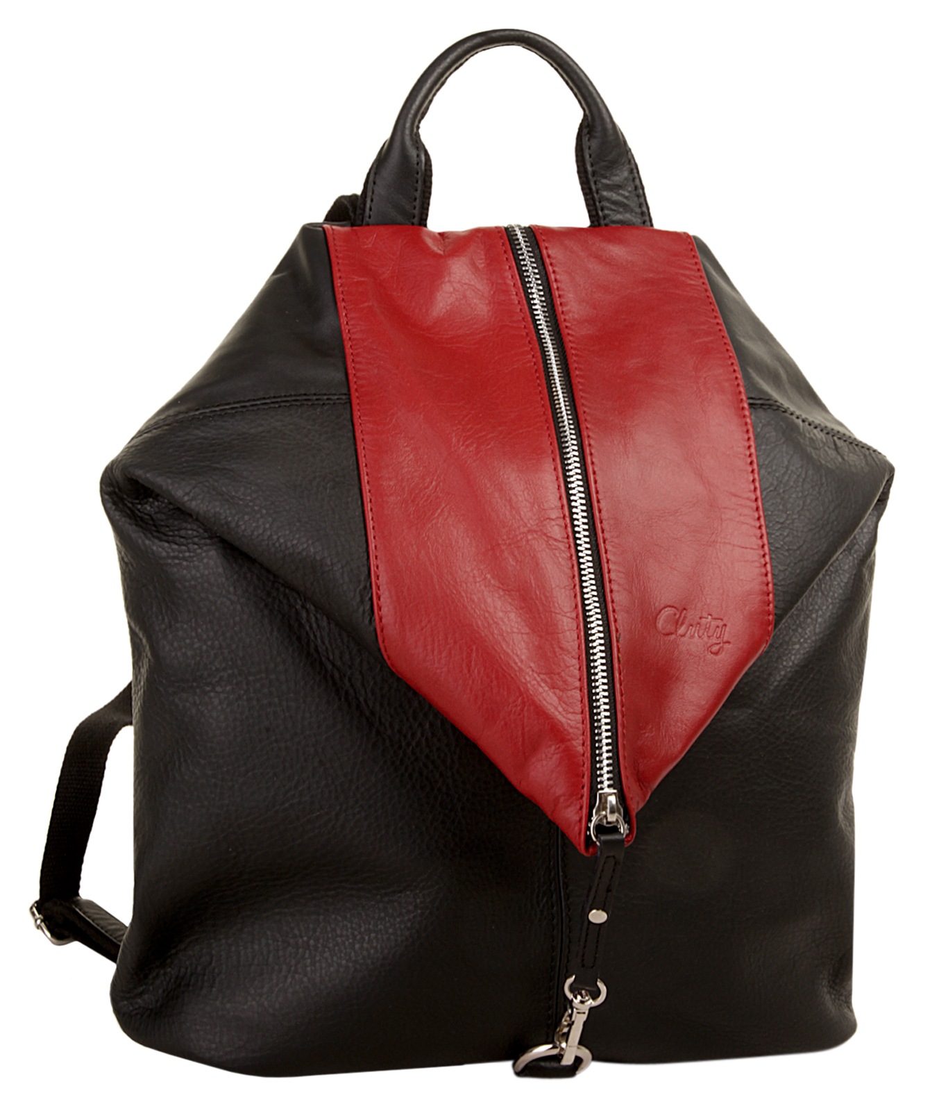 Cityrucksack CLUTY, Damen, Gr. B/H/T: 33cm x 31cm x 13cm, onesize, rot, Leder, Rindsleder, unifarben, Rucksäcke Cityrucksack, echt Leder, Made in Italy 2