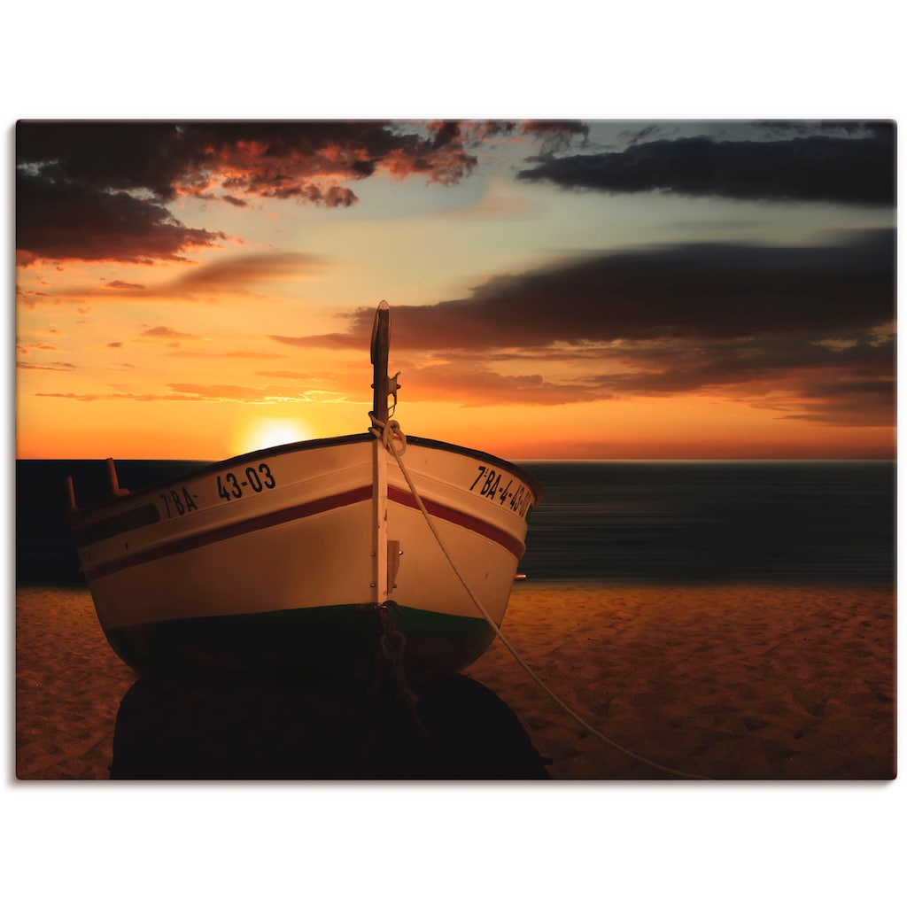 Artland Wandbild »Das Boot im Sonnenuntergang«, Küste, (1 St.)