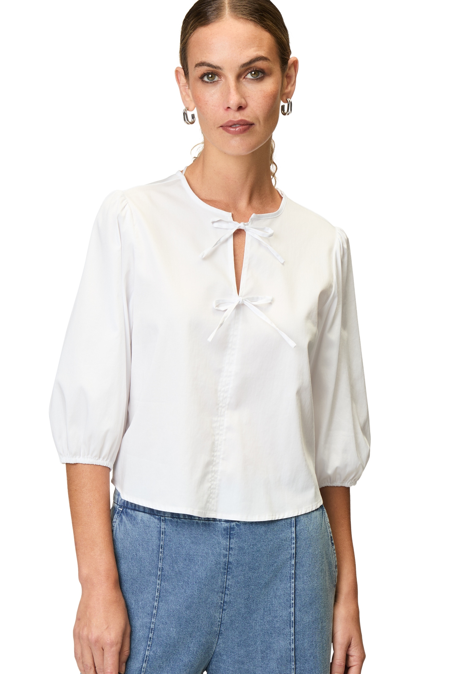 Zero Klassische Bluse "zero Damen Bluse mit Schleifen" günstig online kaufen