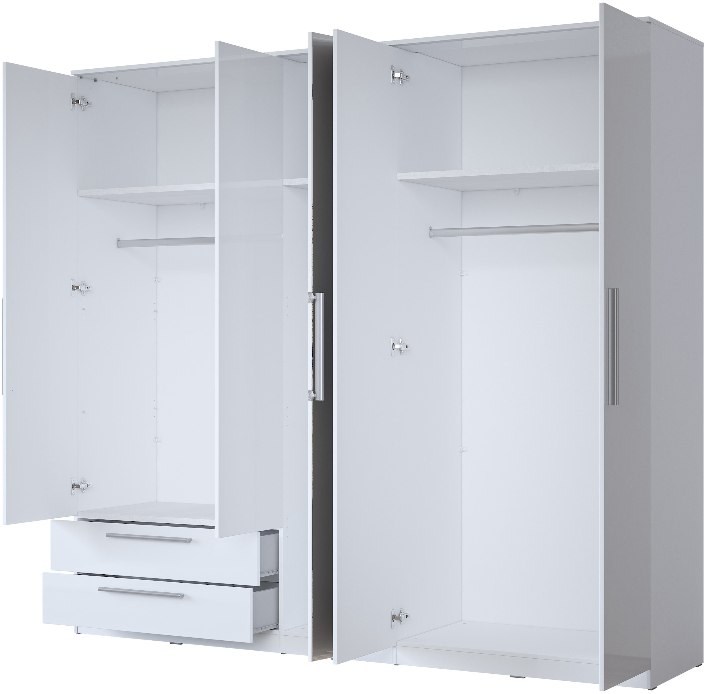 INOSIGN Kleiderschrank »India, FSC-zertifizierter Holzwerkstoff, Made in Europe«, (in Schieferoptik oder weiß mit Hochglanzfront), mit Beleuchtung und Fernbedienung, 181 oder 225x215x60cm