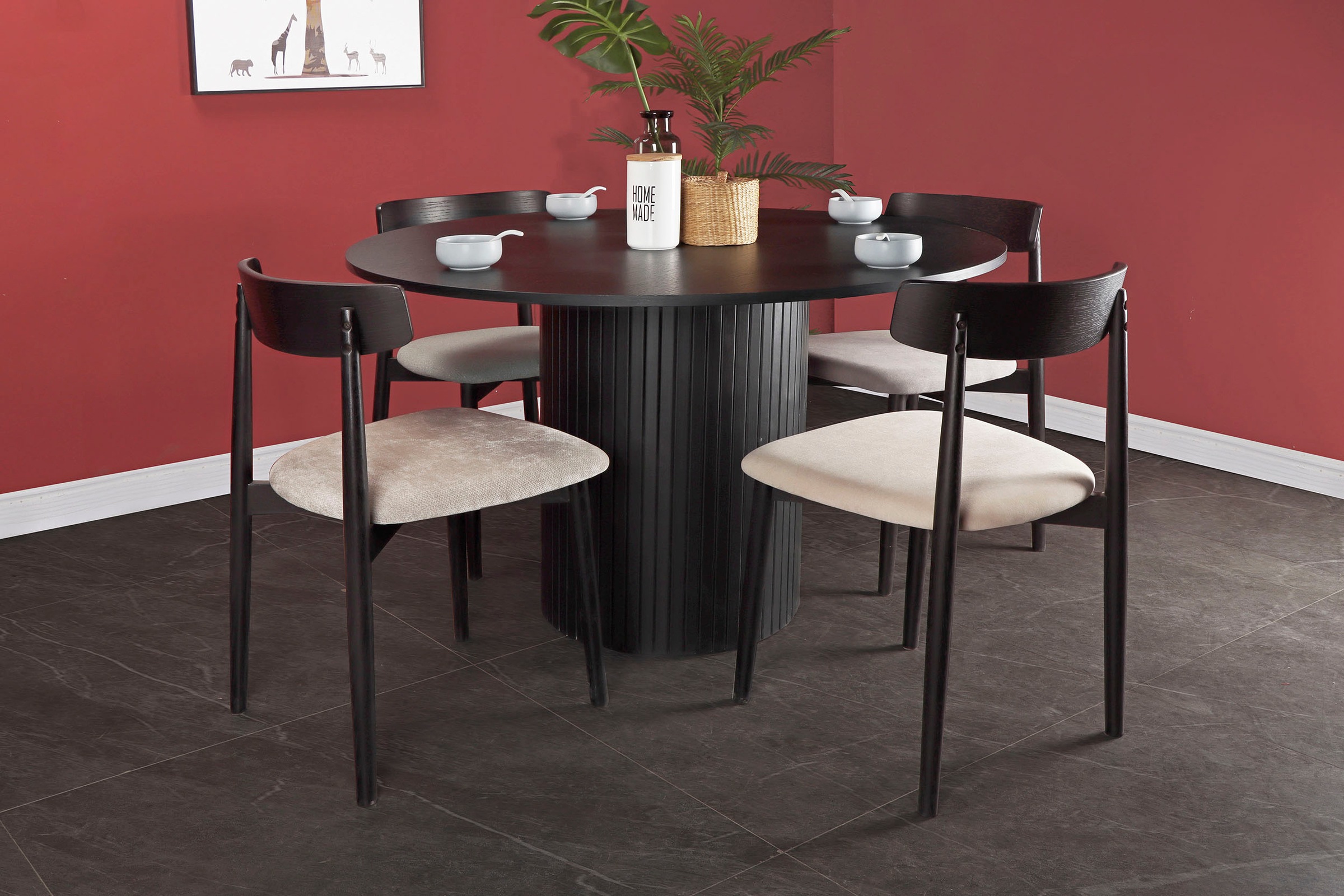 Home affaire Esstisch, Sockel mit Lamellendesign günstig online kaufen