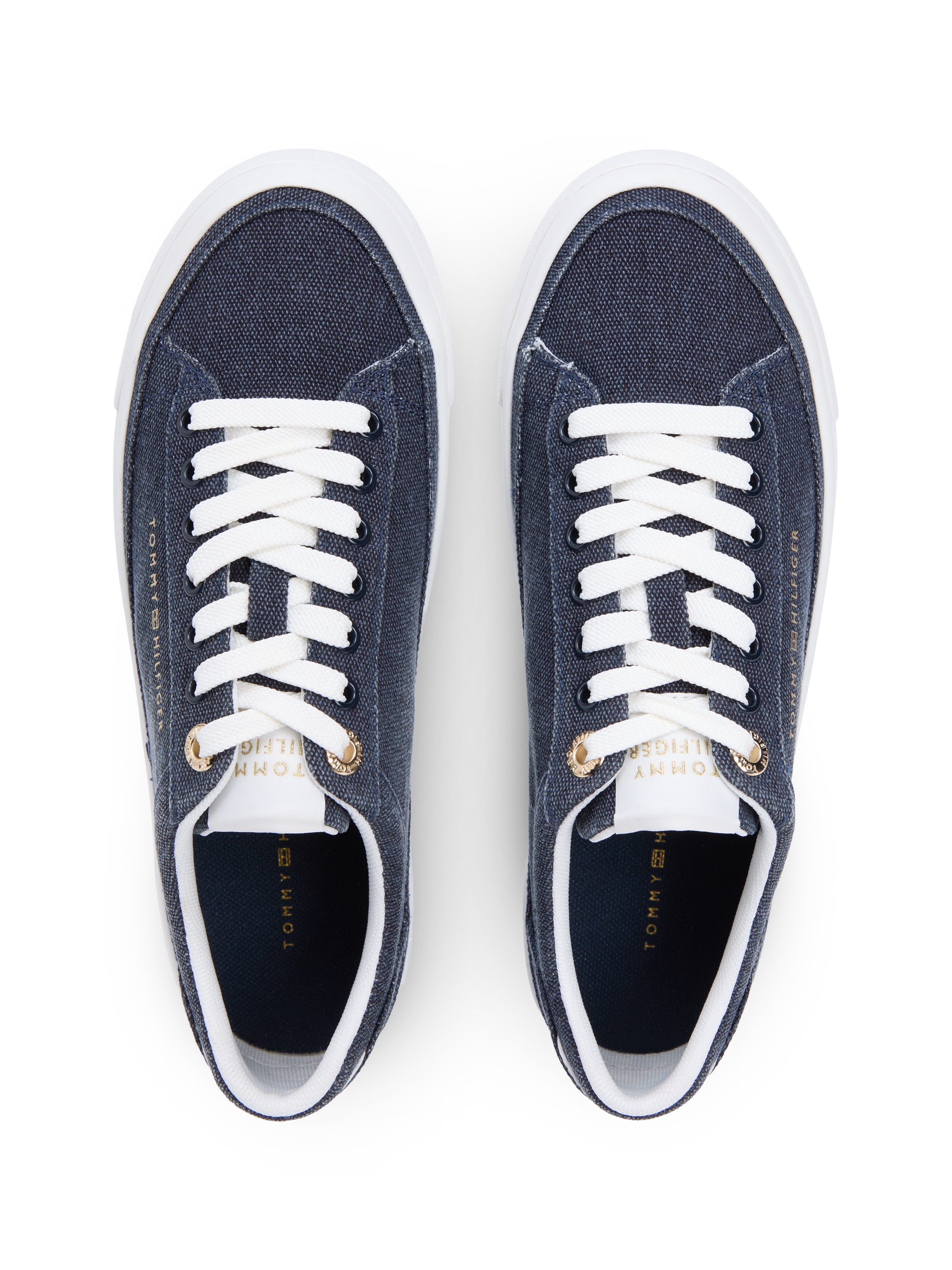 Tommy Hilfiger Plateausneaker »TH FOXING PLATFORM WASHED CANVAS«  Freizeitschuh, Halbschuh, Schnürschuh im angesagten Jeans-Look