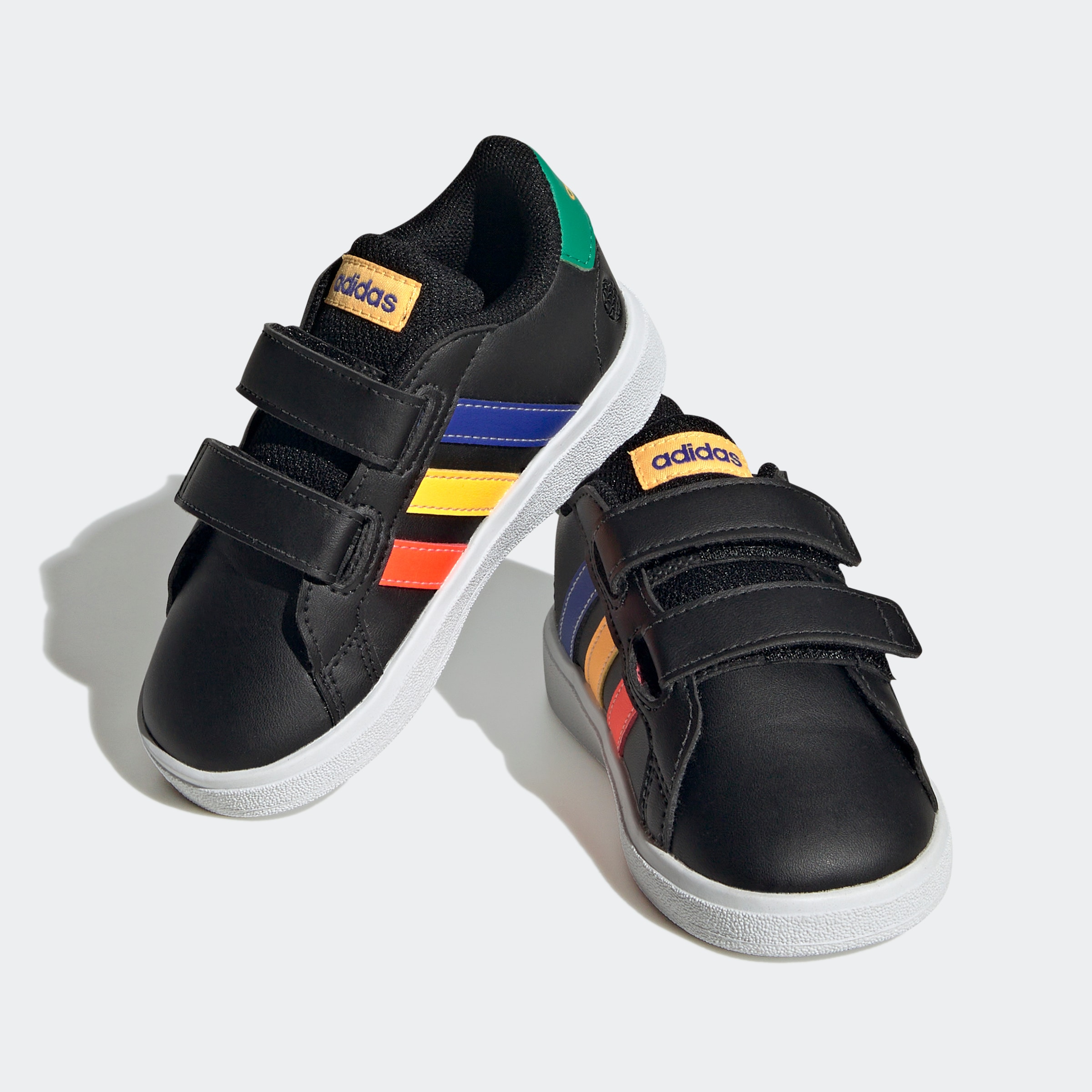 Mädchen Sneaker "GRAND COURT LIFESTYLE HOOK AND LOOP", ADIDAS SPORTSWEAR, Gr. 25, grün, Synthetik, Textil, Schuhe, für Kinder, Design auf den Spuren