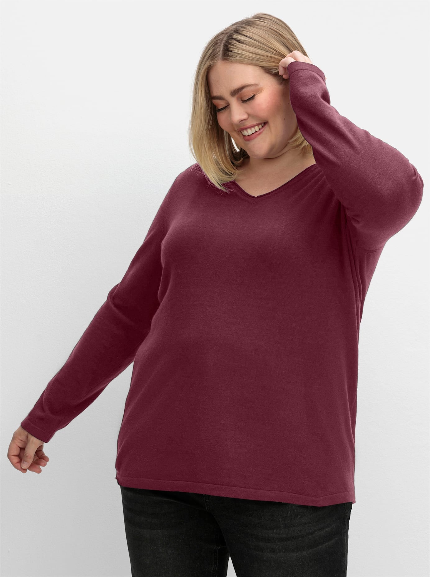 Sheego V-Ausschnitt-Pullover "V-Ausschnitt-Pullover" günstig online kaufen