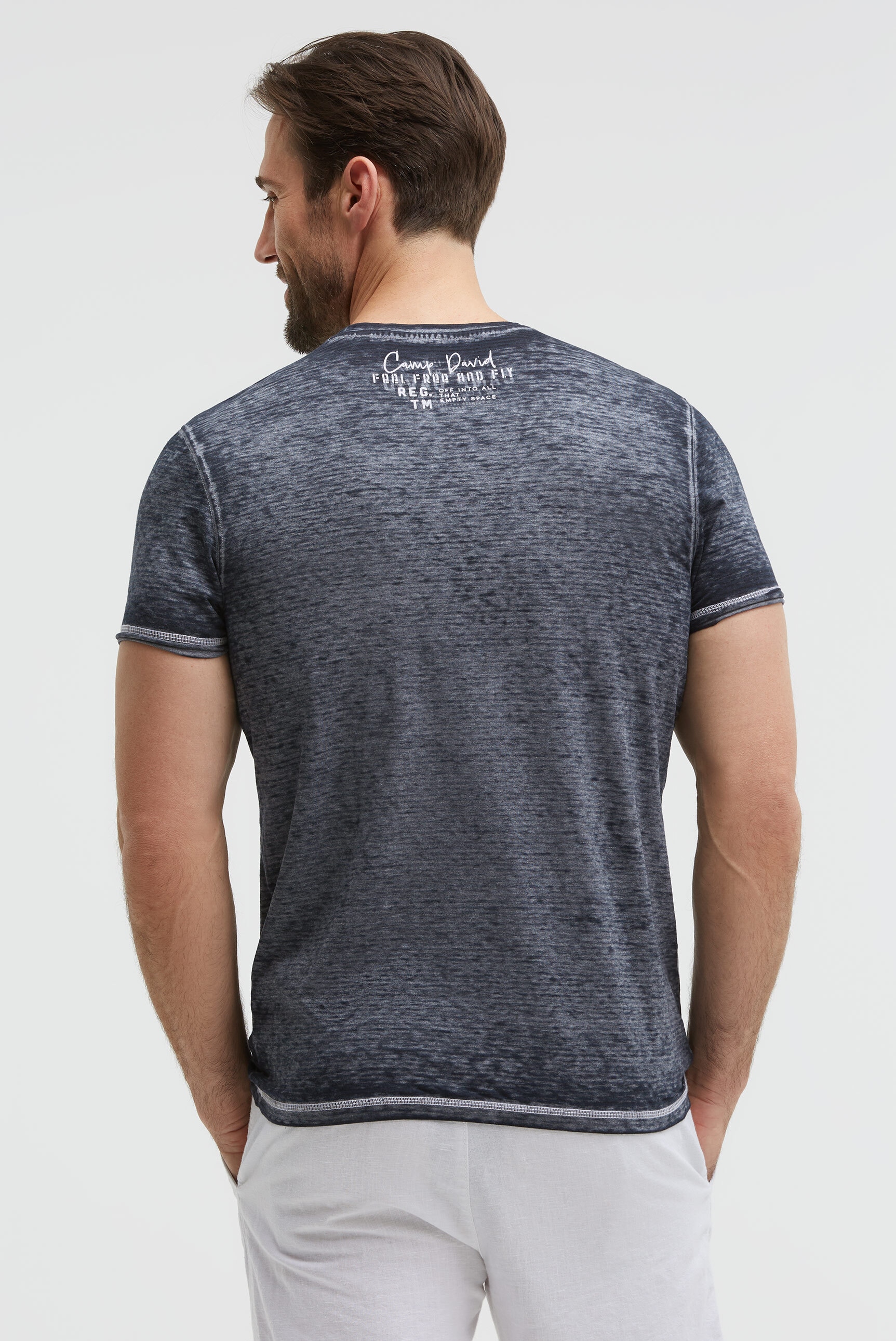 CAMP DAVID Rundhalsshirt mit Ausbrenner-Effekten