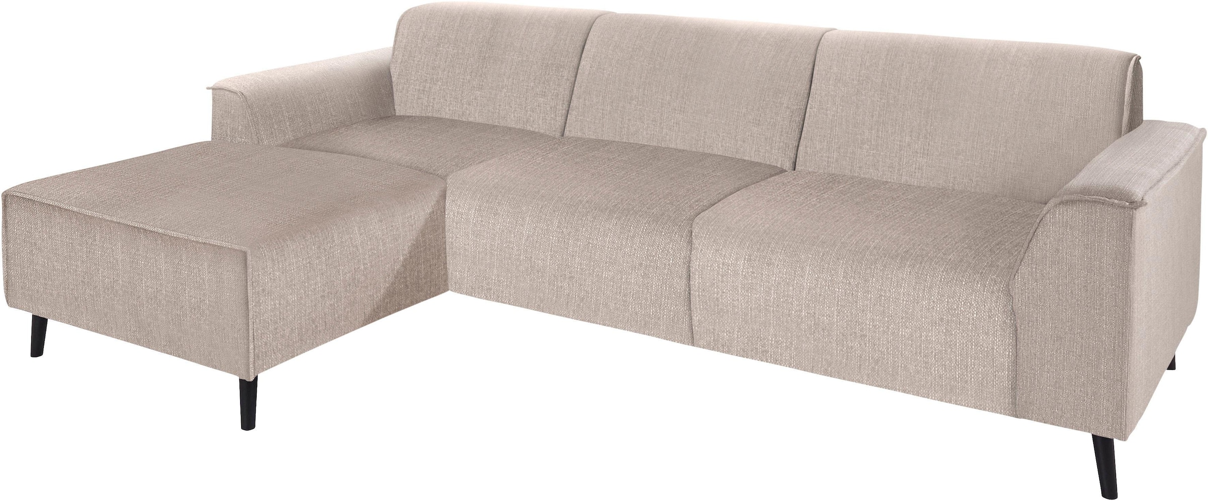 DOMO collection Ecksofa »Amora, inklusive komfortablem Federkern für mehr Sitzkomfort, L-Form«, mit Recamiere, zeitlos und elegant, Komfortsitzhöhe 47cm
