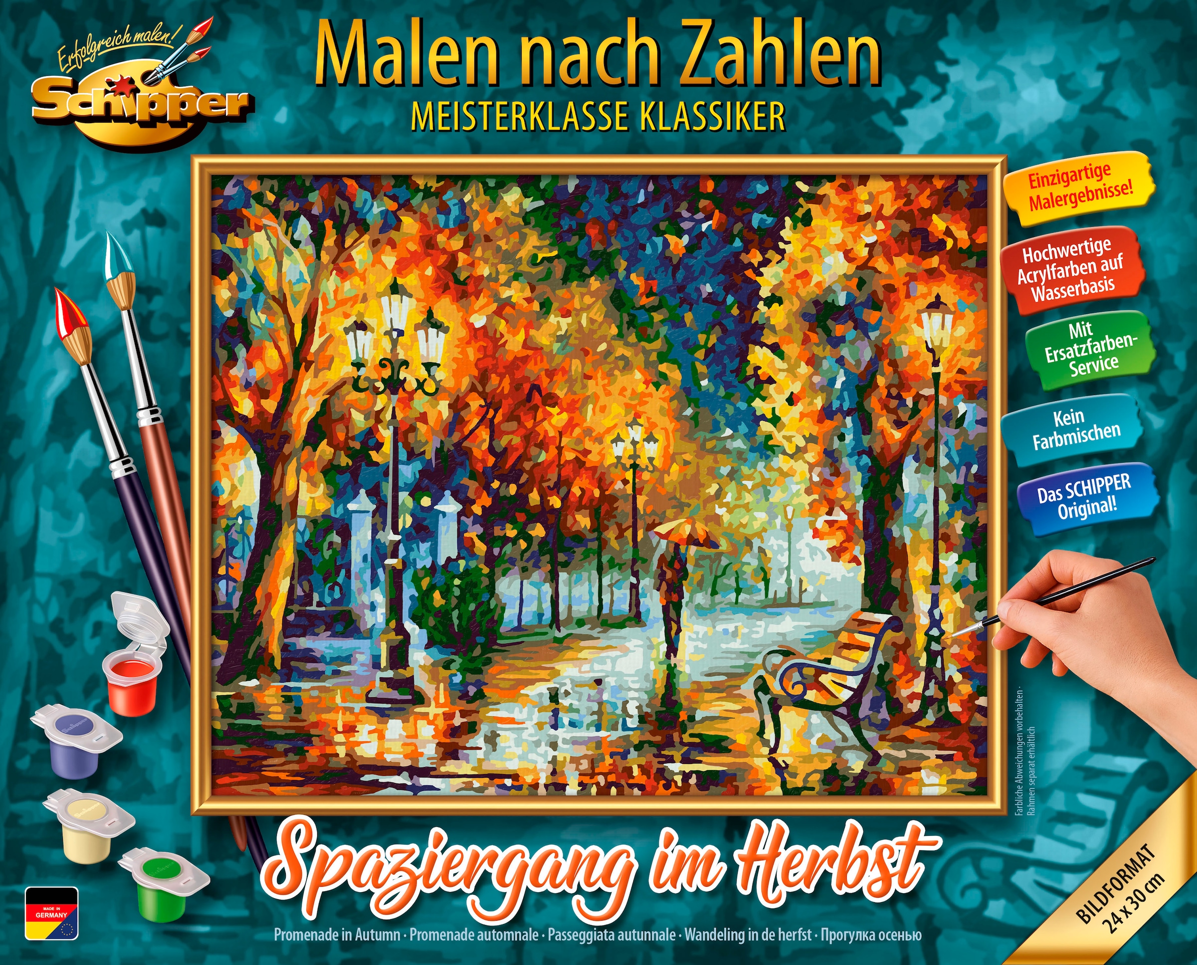 Malen nach Zahlen »Meisterklasse Klassiker - Spaziergang im Herbst«, Made in Germany