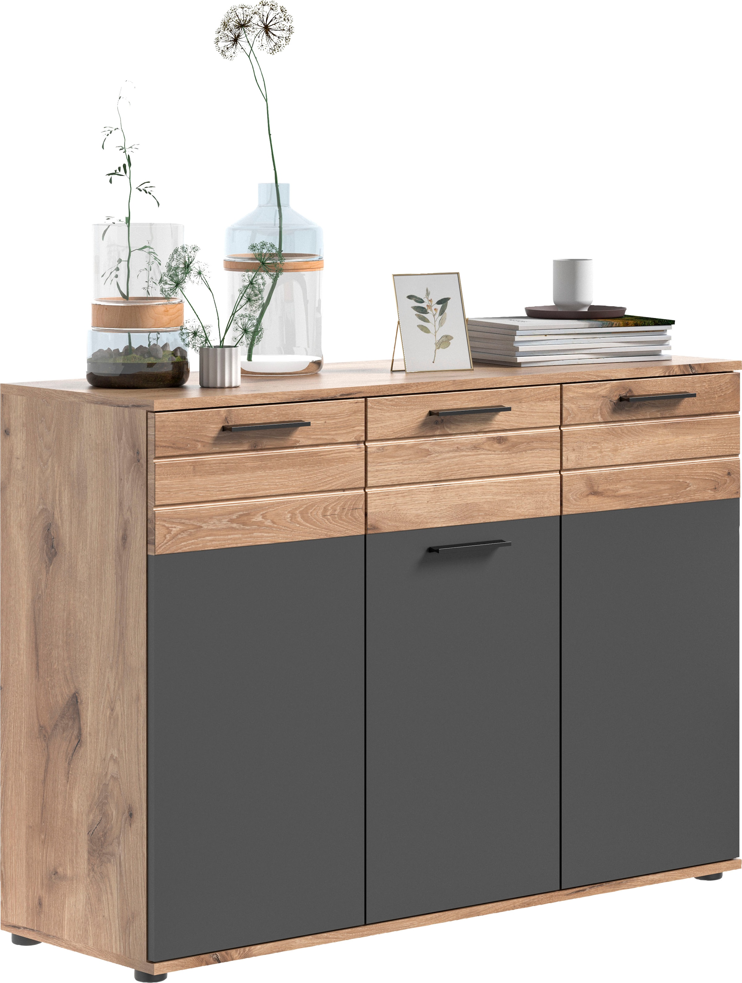 Home affaire Sideboard "Riga, Breite 120cm, 3 Türen, 1 Schubkasten, 5 Einle günstig online kaufen