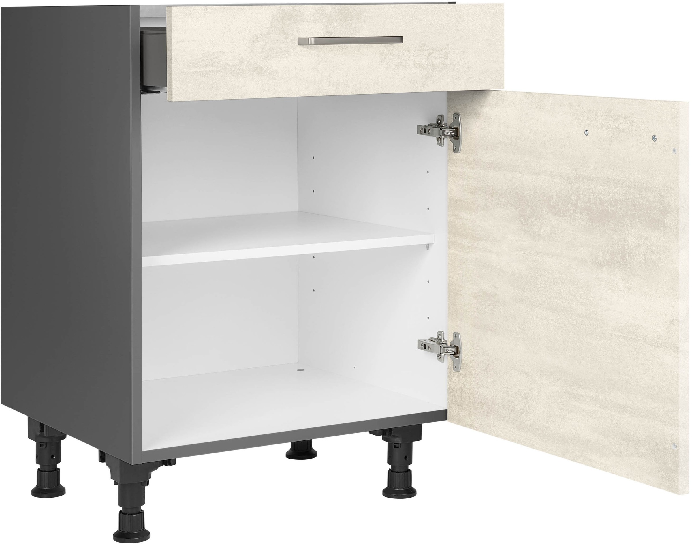 nobilia® Unterschrank »"Riva", Ausrichtung wählbar, vormontiert, in den Breiten 30, 45 und«, 60 cm Breite, mit höhenverstellbaren Sockelfüßen, vormontiert