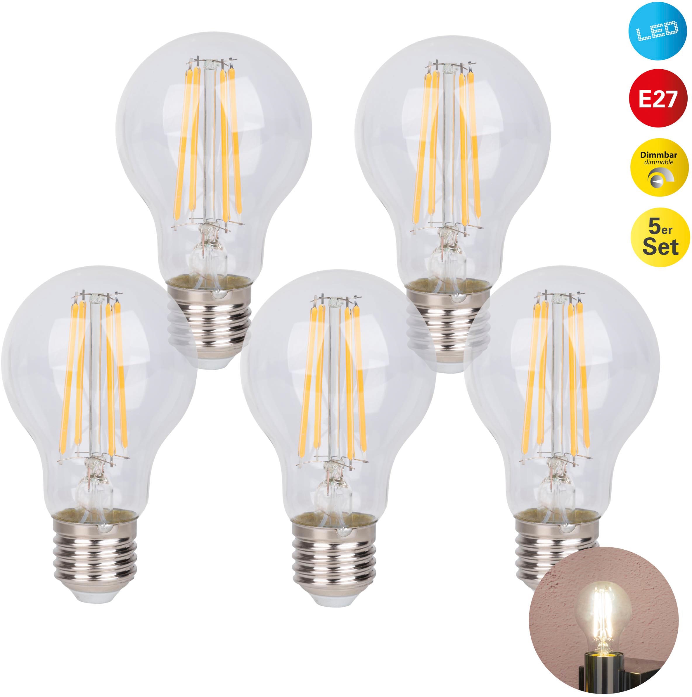 NÄVE LED-Leuchtmittel "Daffy", Ø:6cm, weiß, Leuchtmittel, 5er Set