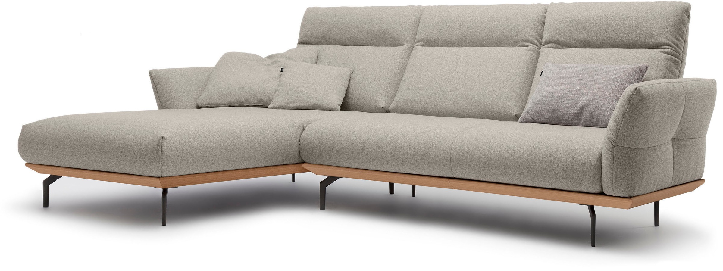 Creation BY ROLF BENZ Ecksofa »CR.460«, Sockel in Eiche, Alugussfüße in umbragrau, Breite 298 cm